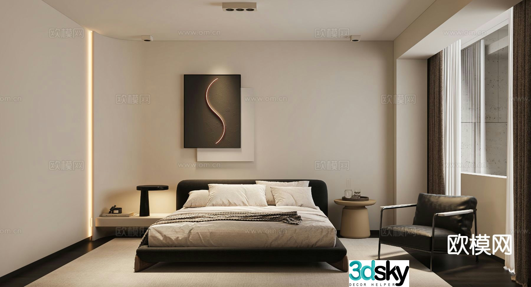 Modern bedroom master bedroom 3d model
