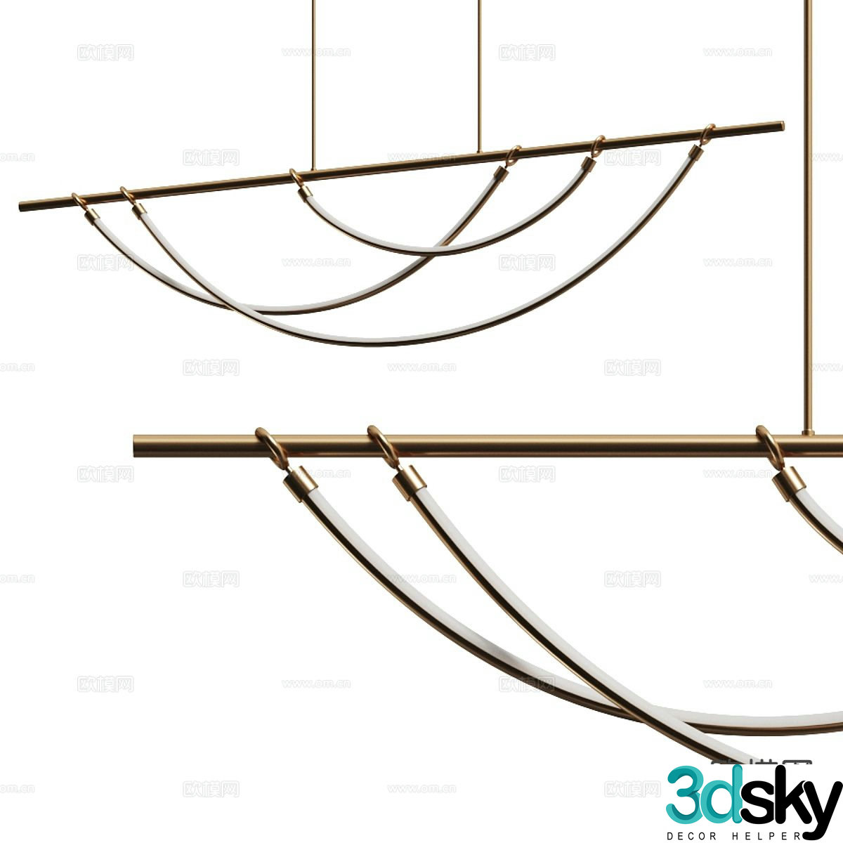 Light luxury lobby chandelier 3d model