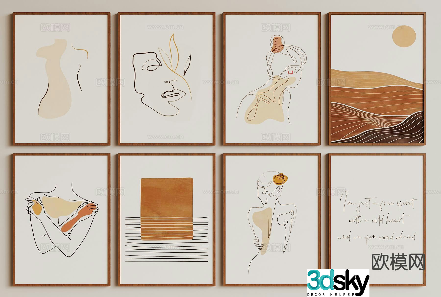 Modern art hanging painting abstract painting decorative painting 3d model