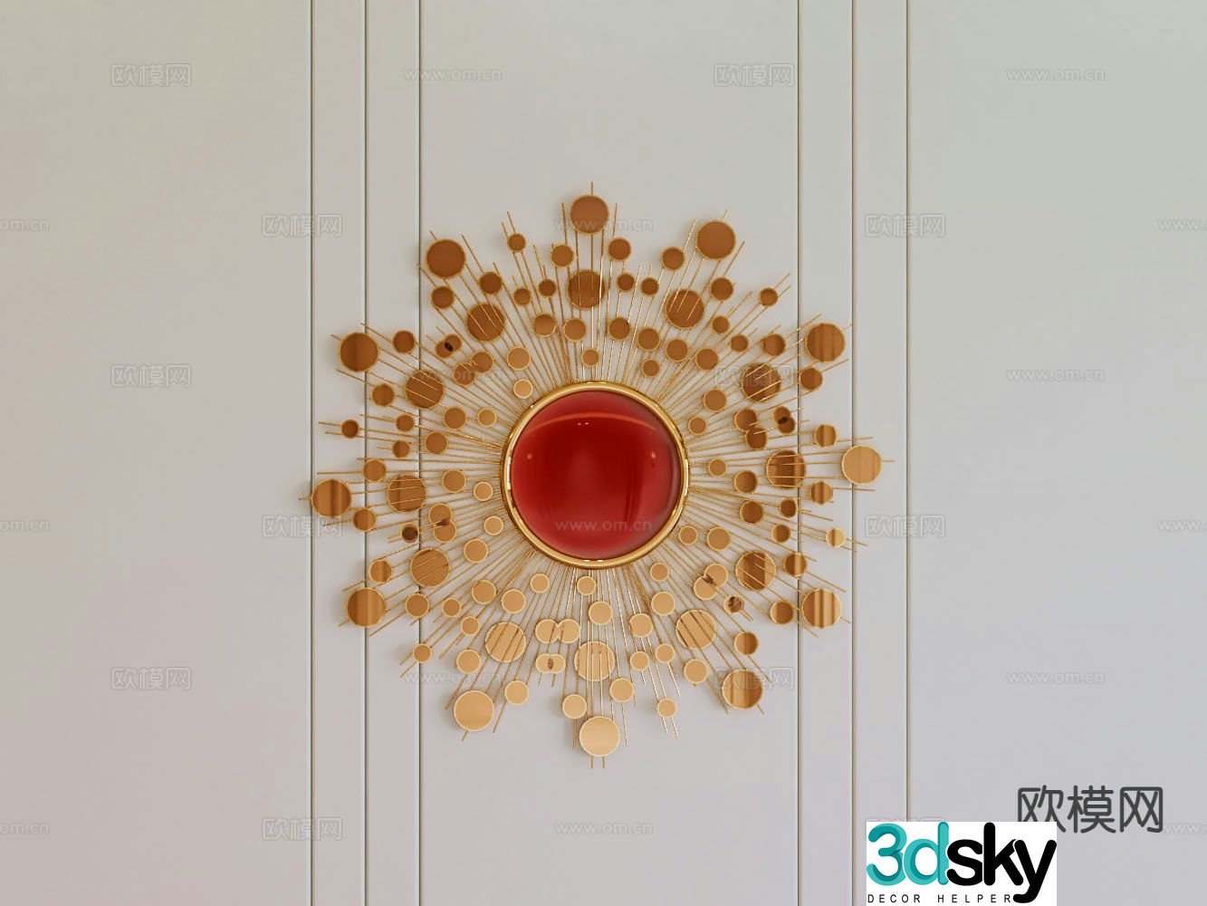 Gold plated ruby â€‹â€‹wall decoration sunflower wall decoration 3d model