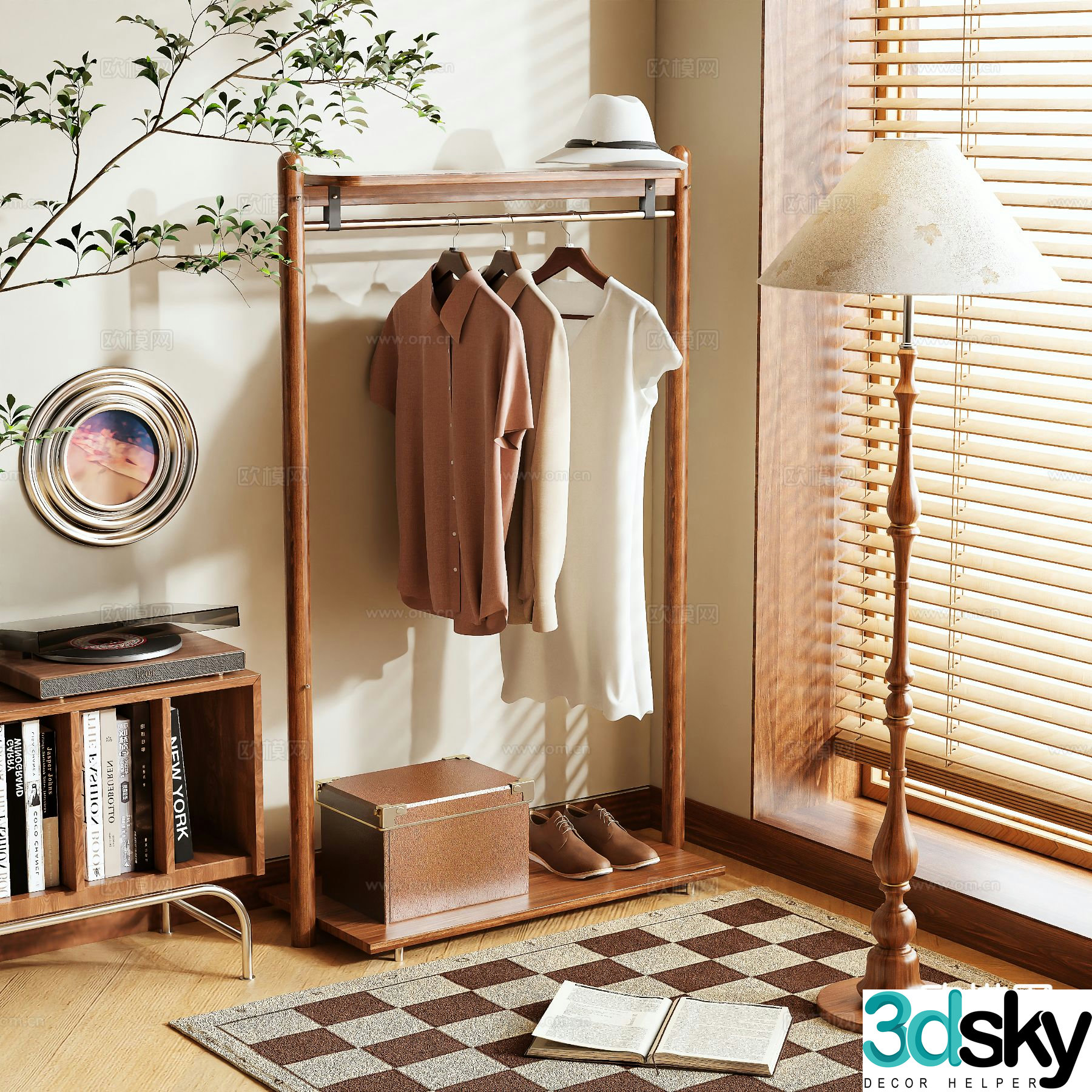 Clothes rack coat rack floor-standing clothes rack 3D model