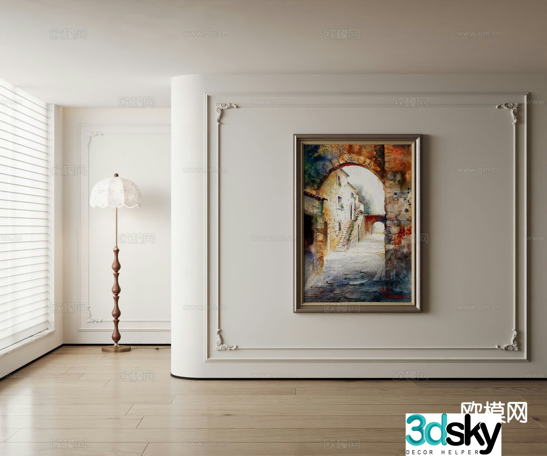American decorative painting alley oil painting 3d model