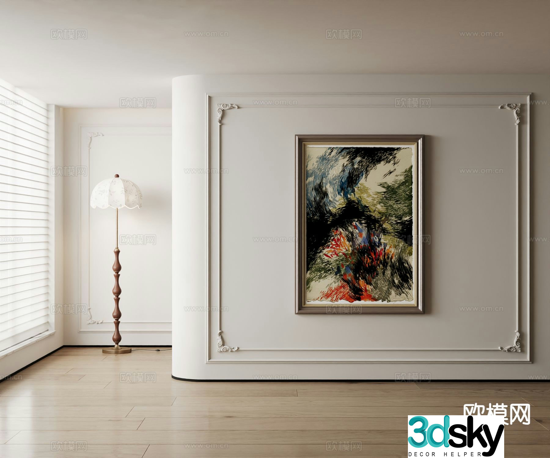 American decorative painting abstract oil painting 3d model