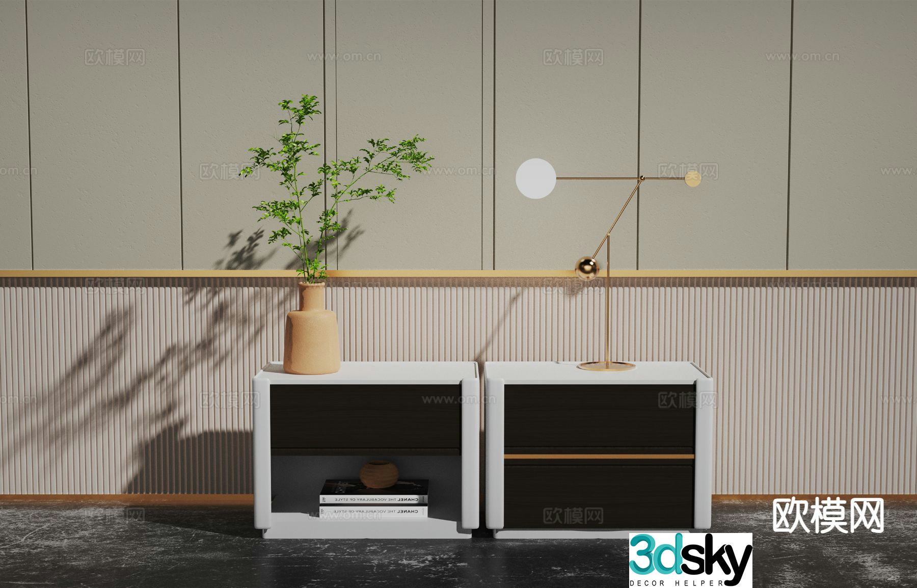 Modern bedside table 3d model