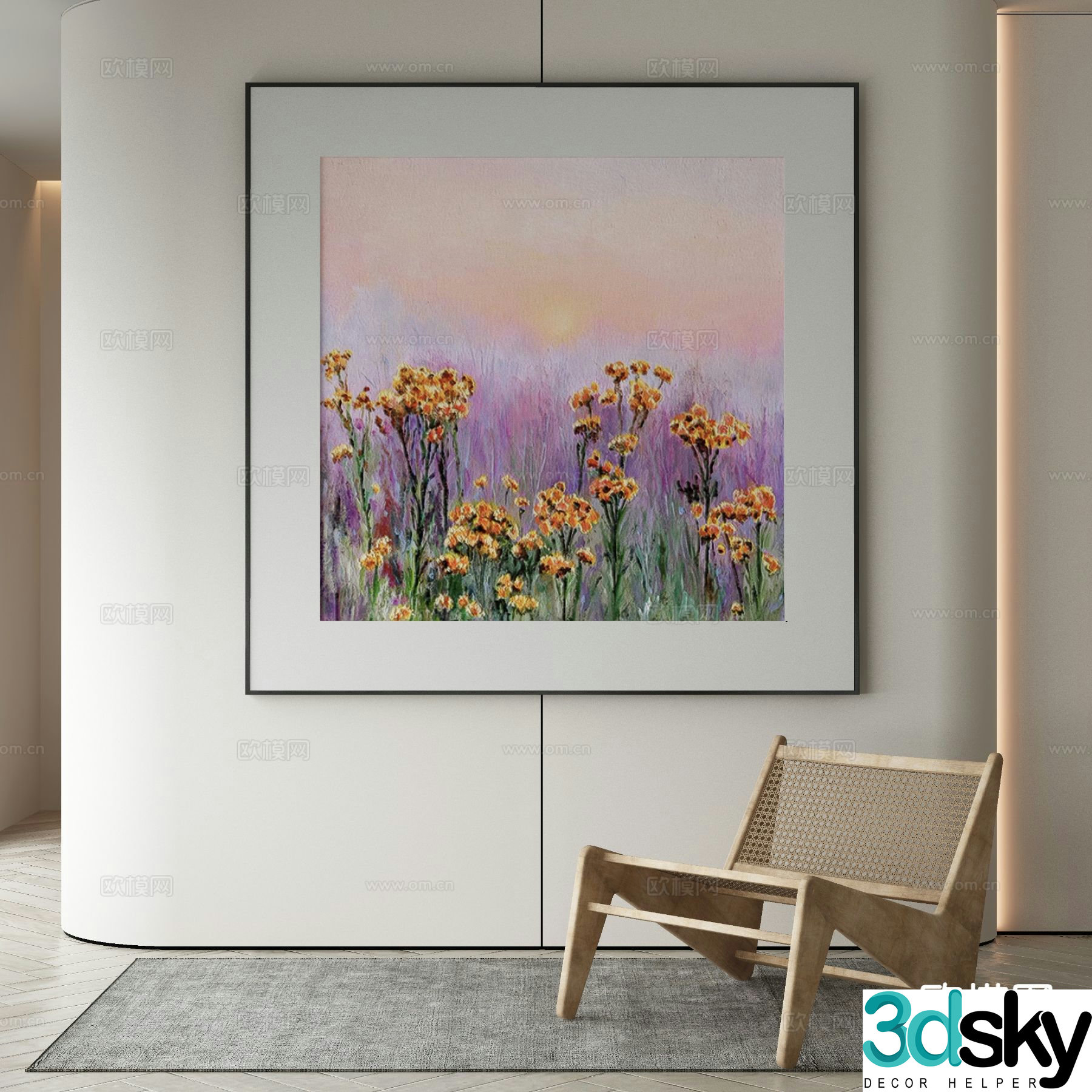 Modern art painting landscape painting decorative painting 3d model
