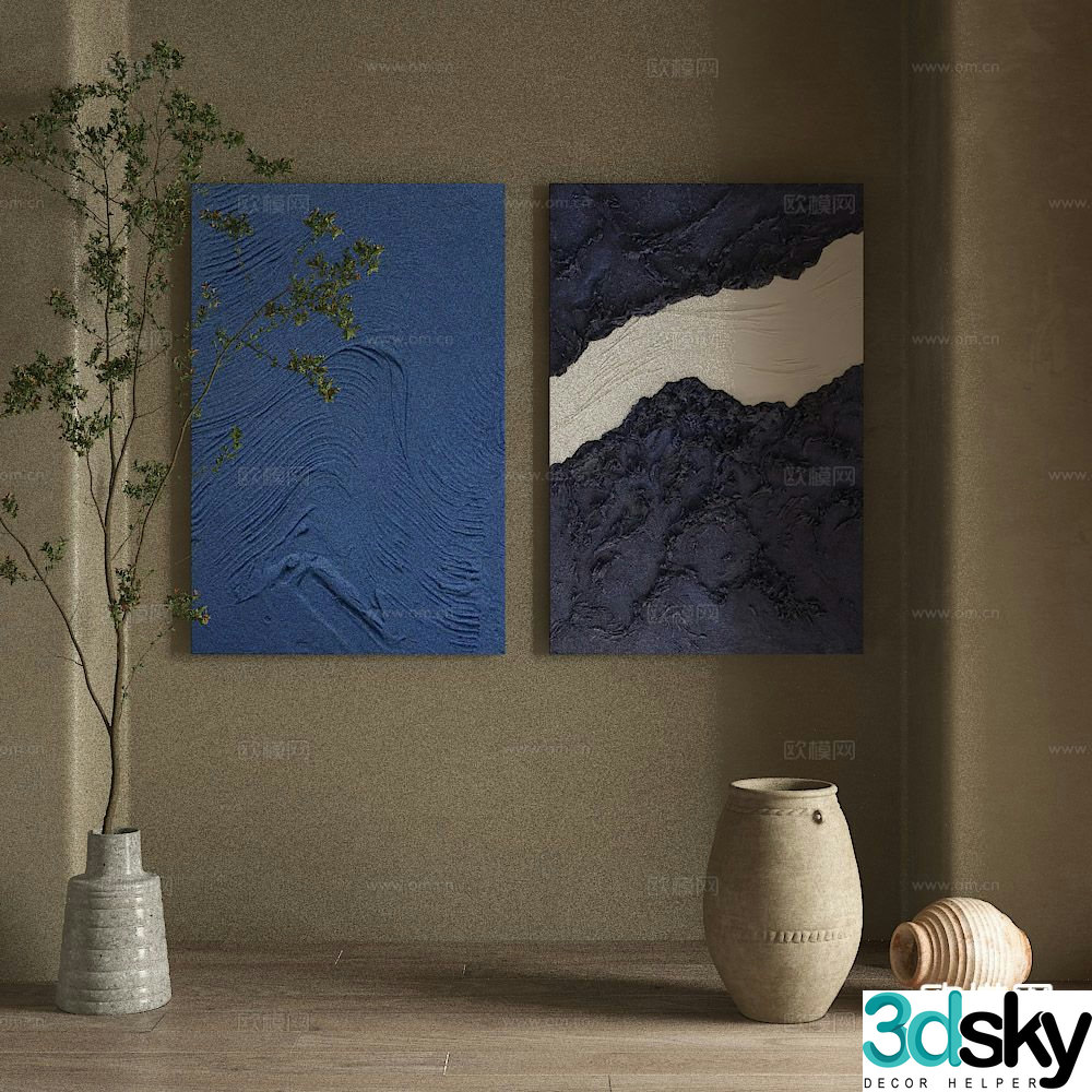 Wabi-sabi art painting texture painting decorative painting 3d model