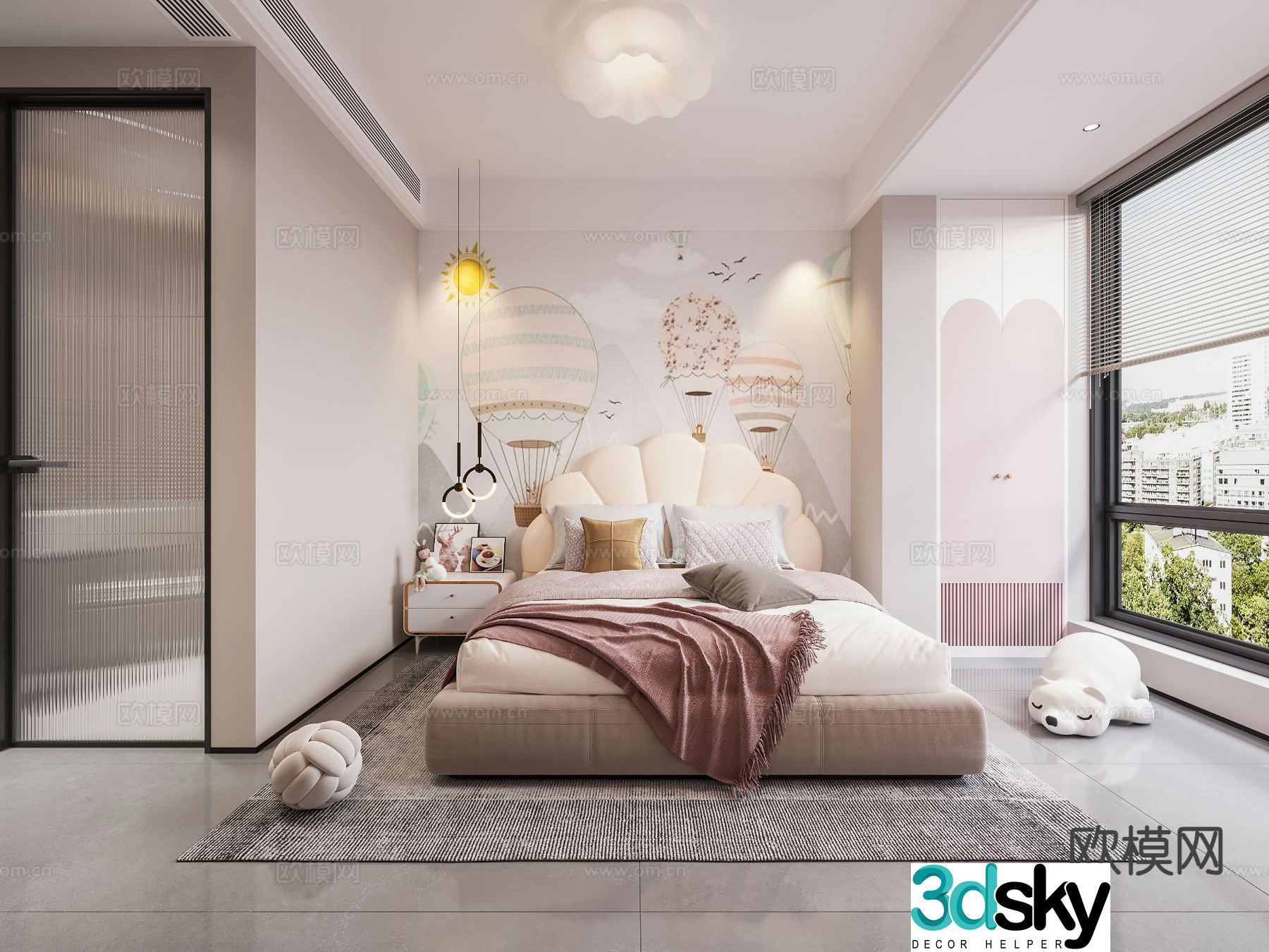 Modern children’s room girl’s room kid’s room 3d model
