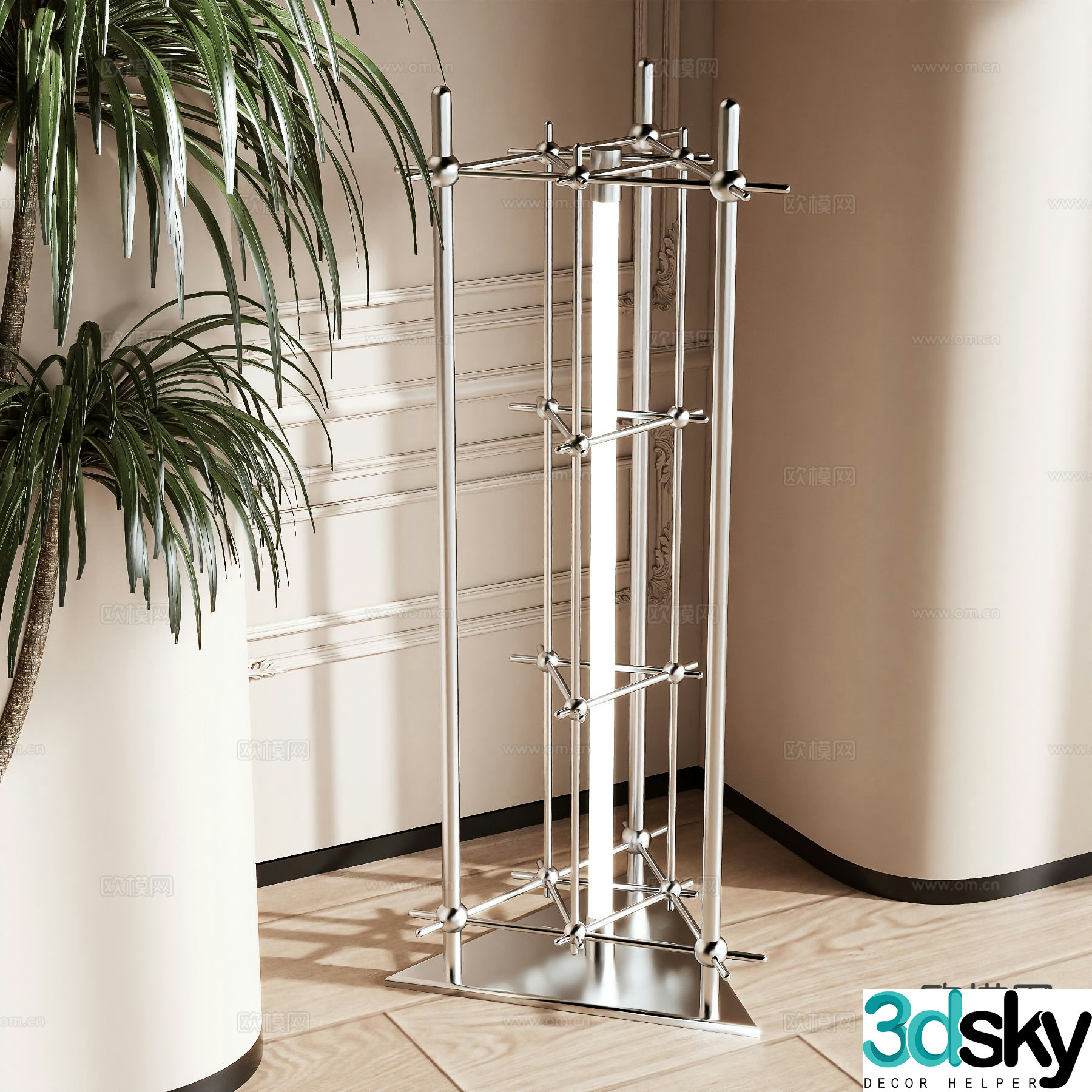 Stainless steel floor lamp 3d model