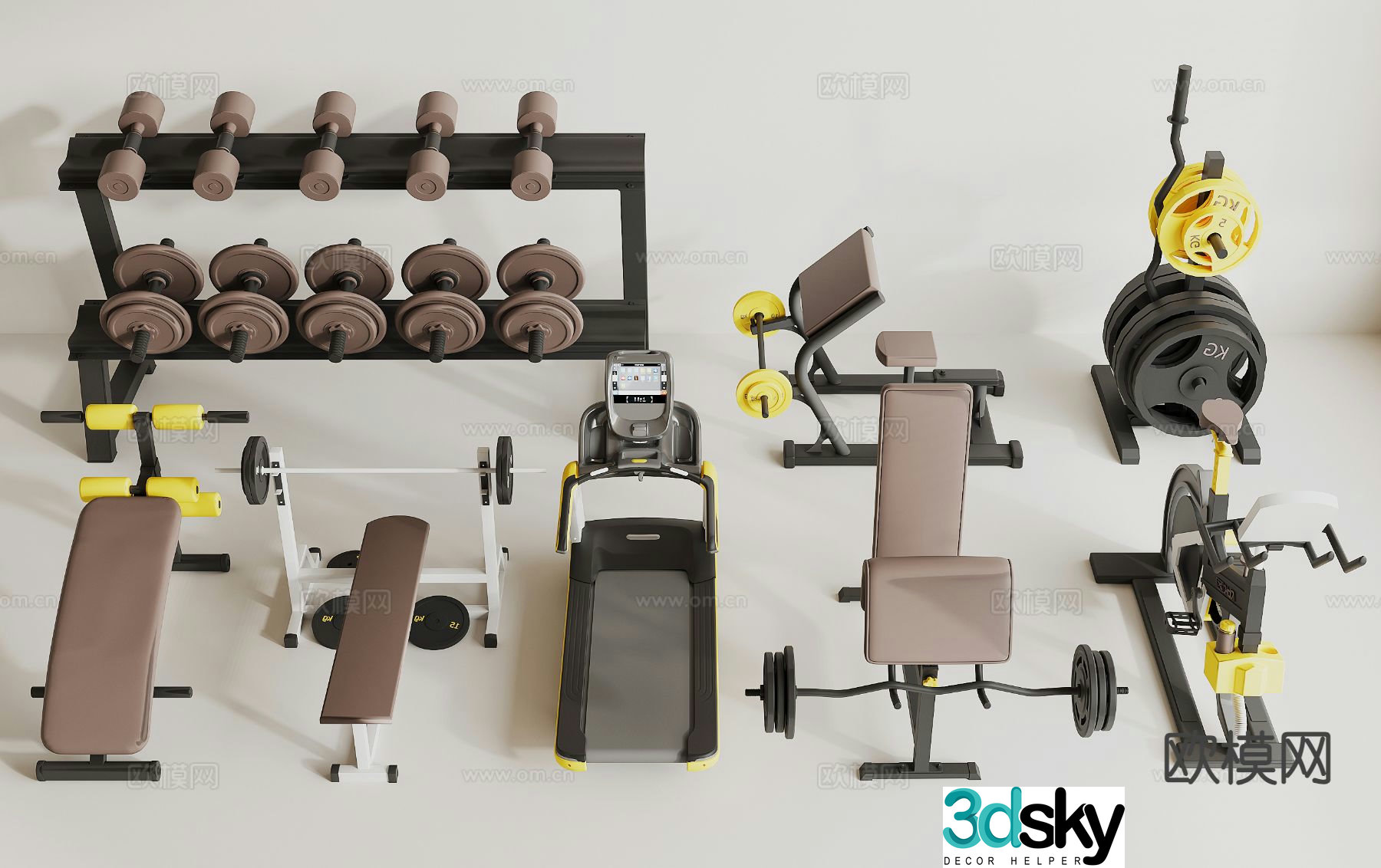 Modern fitness equipment dumbbell fitness equipment 3d model