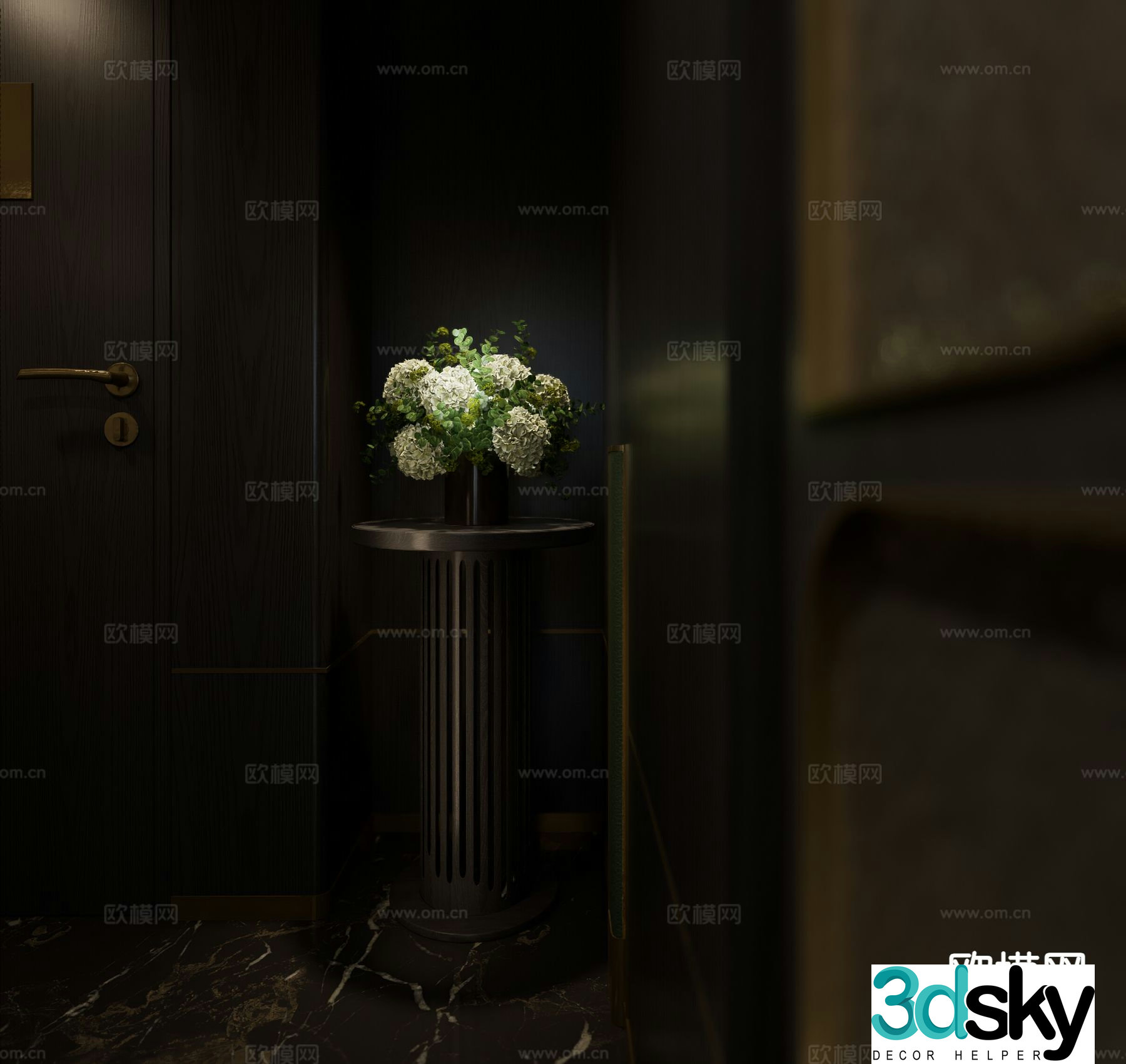 modern vase floral arrangement flower arrangement flowers 3d model