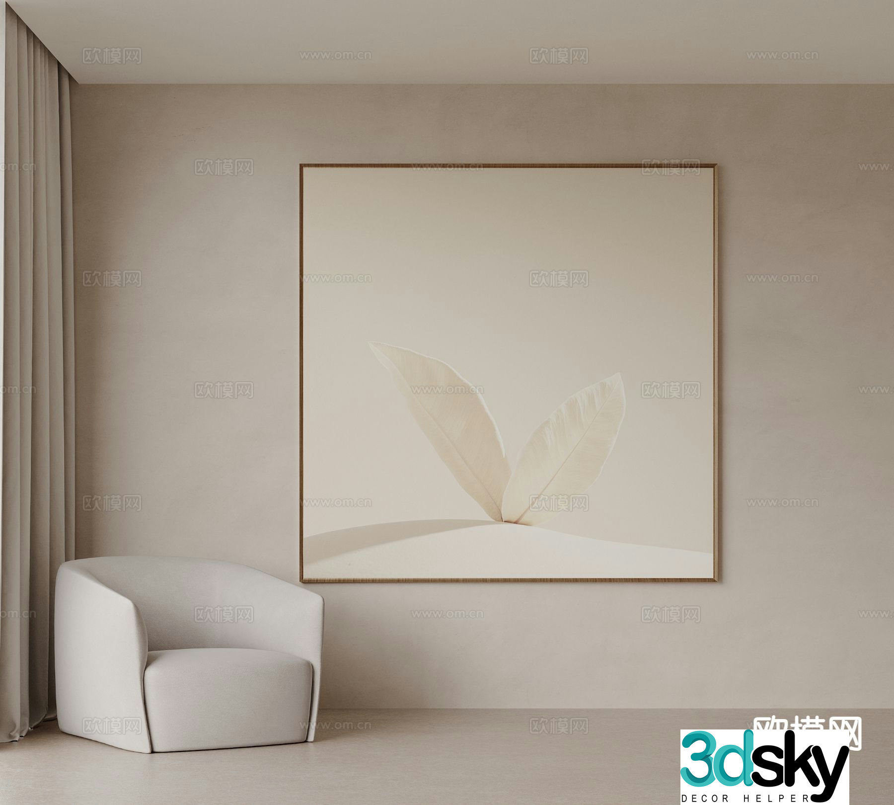 Cream style art painting texture painting decorative painting 3d model