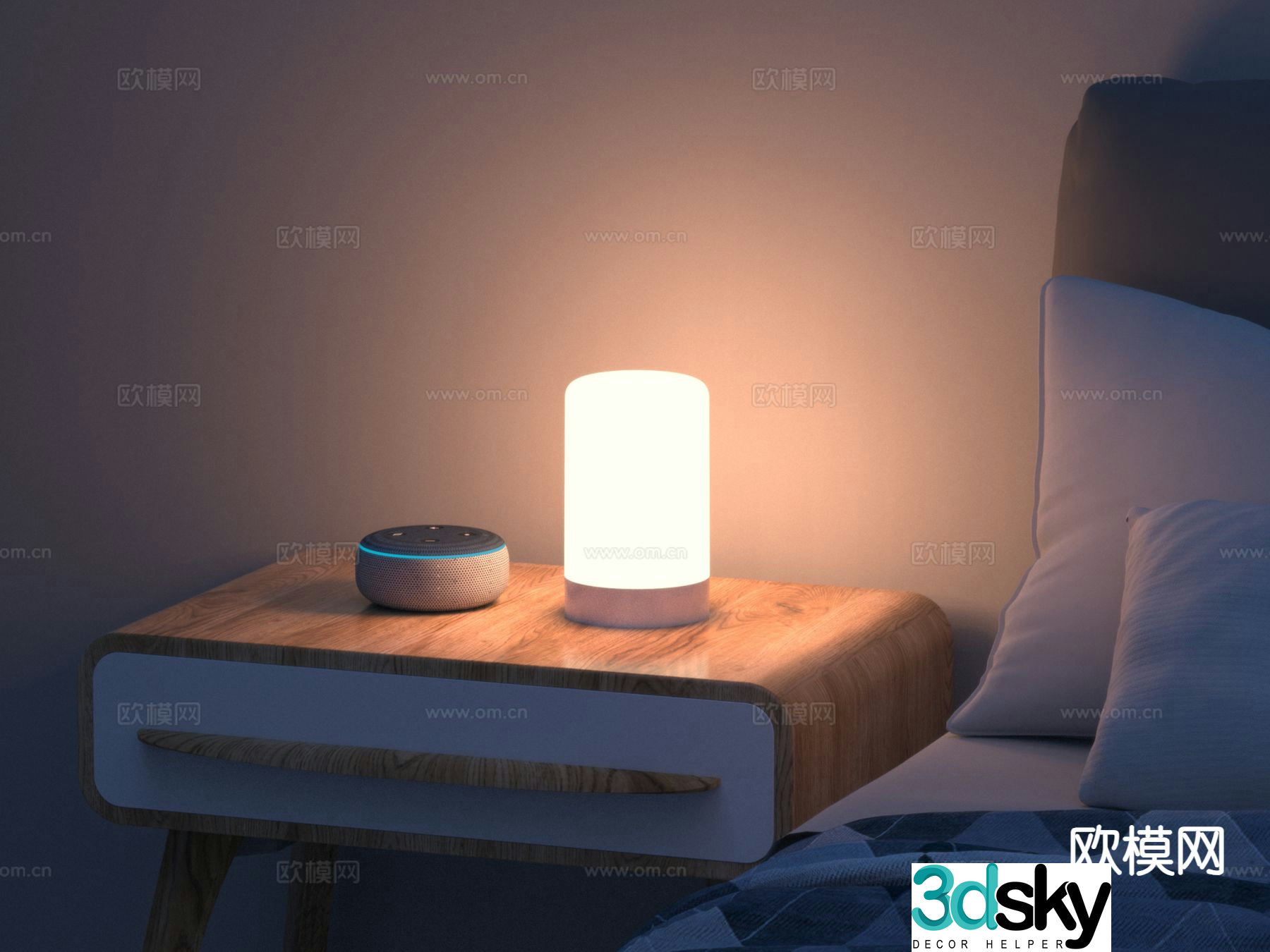 Ambient light bedside table lamp 3d model