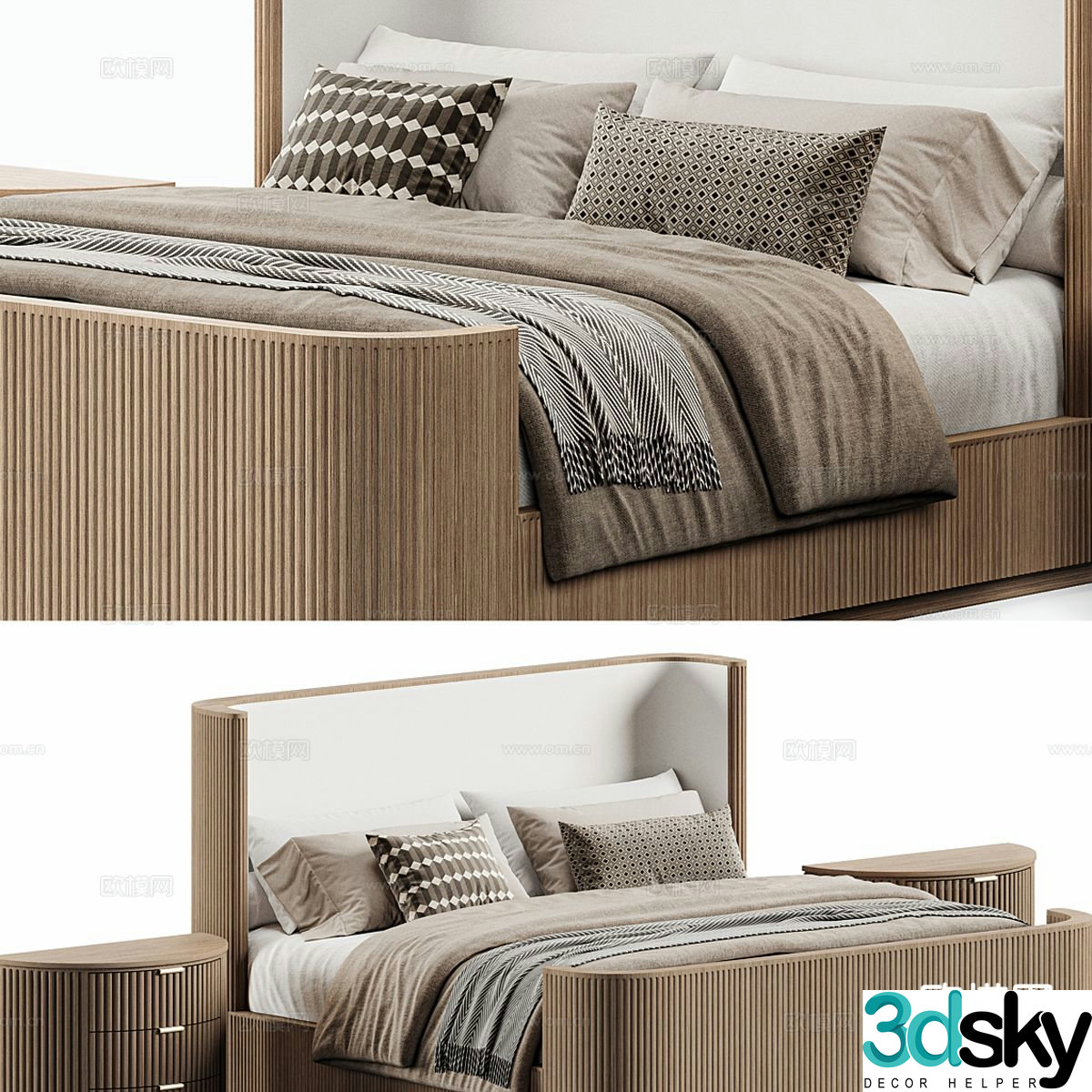 Modern double bed 3d model
