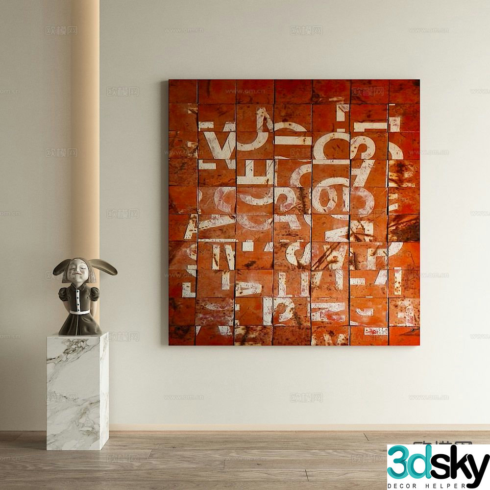 Wabi-sabi art painting texture painting decorative painting 3d model