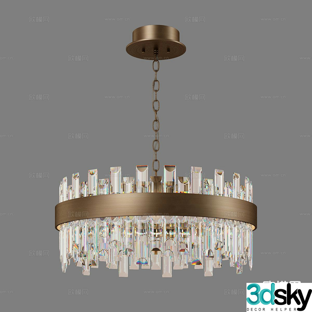 Light luxury crystal chandelier 3d model