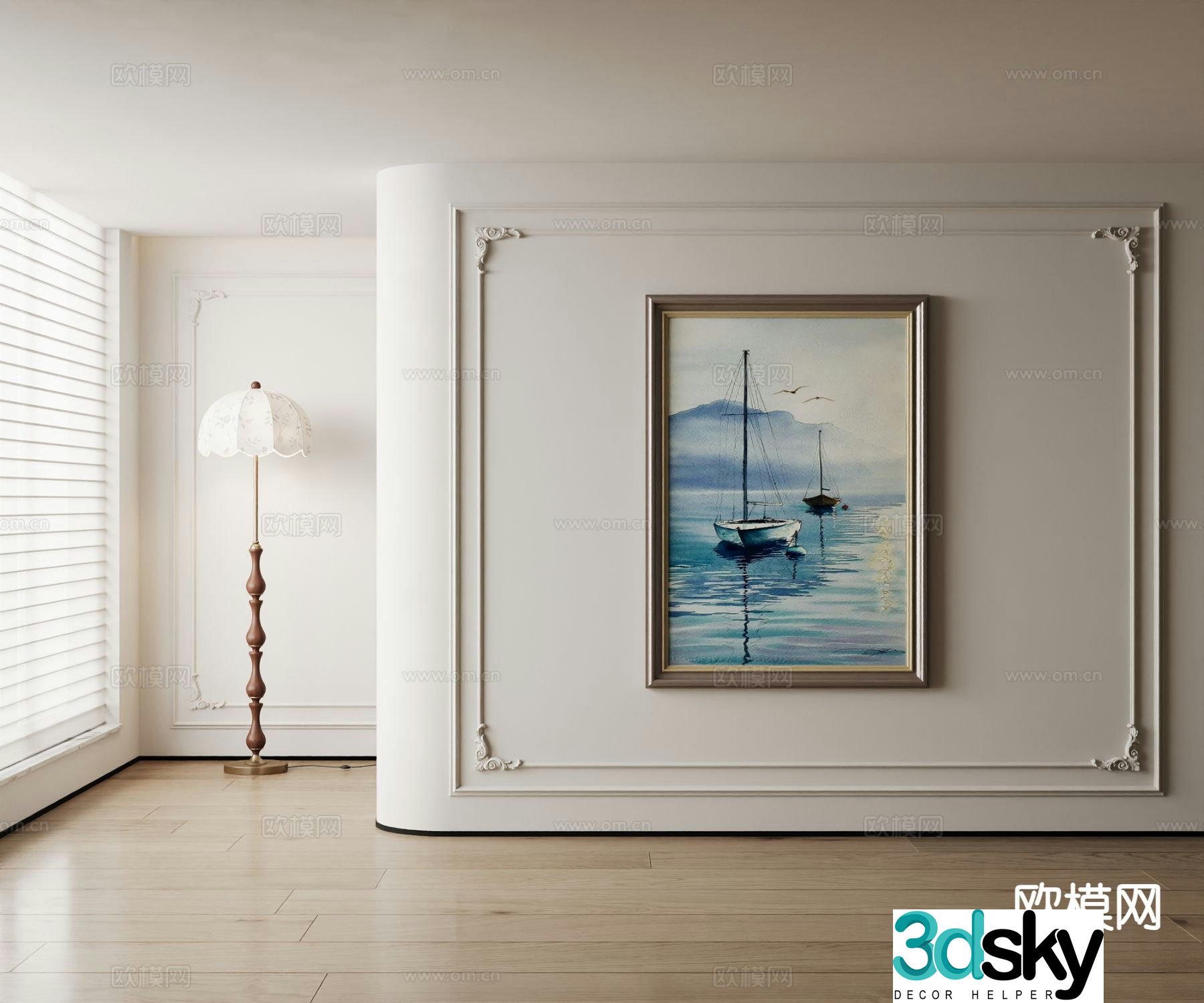 American decorative painting seascape oil painting 3d model