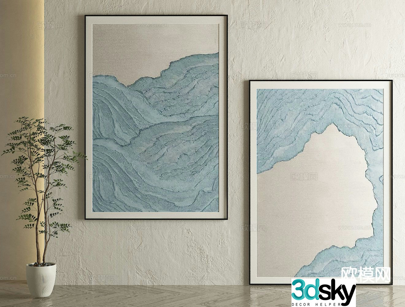 Wabi-sabi art painting texture painting decorative painting 3d model
