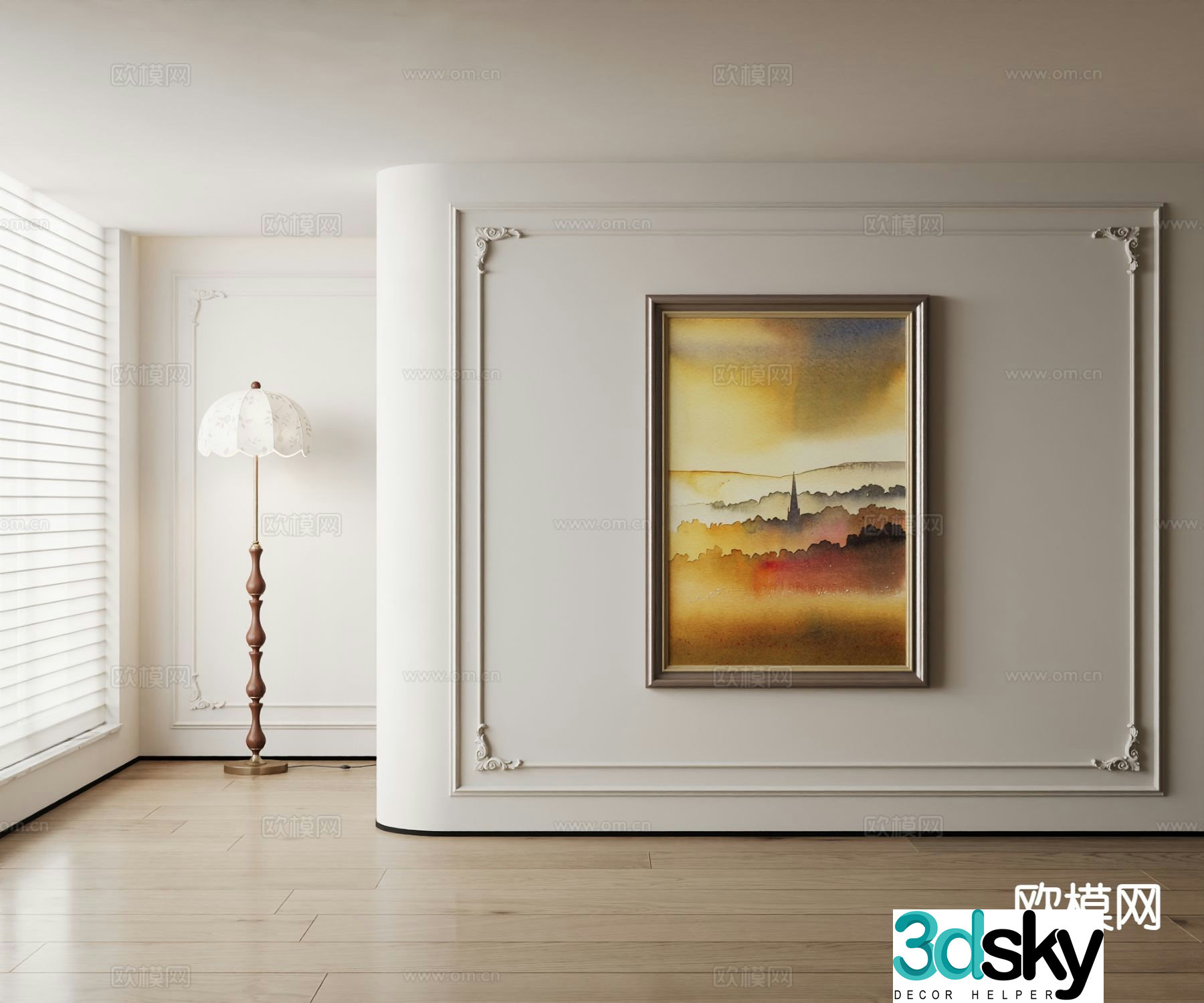 American decorative painting gradient color hanging painting 3d model