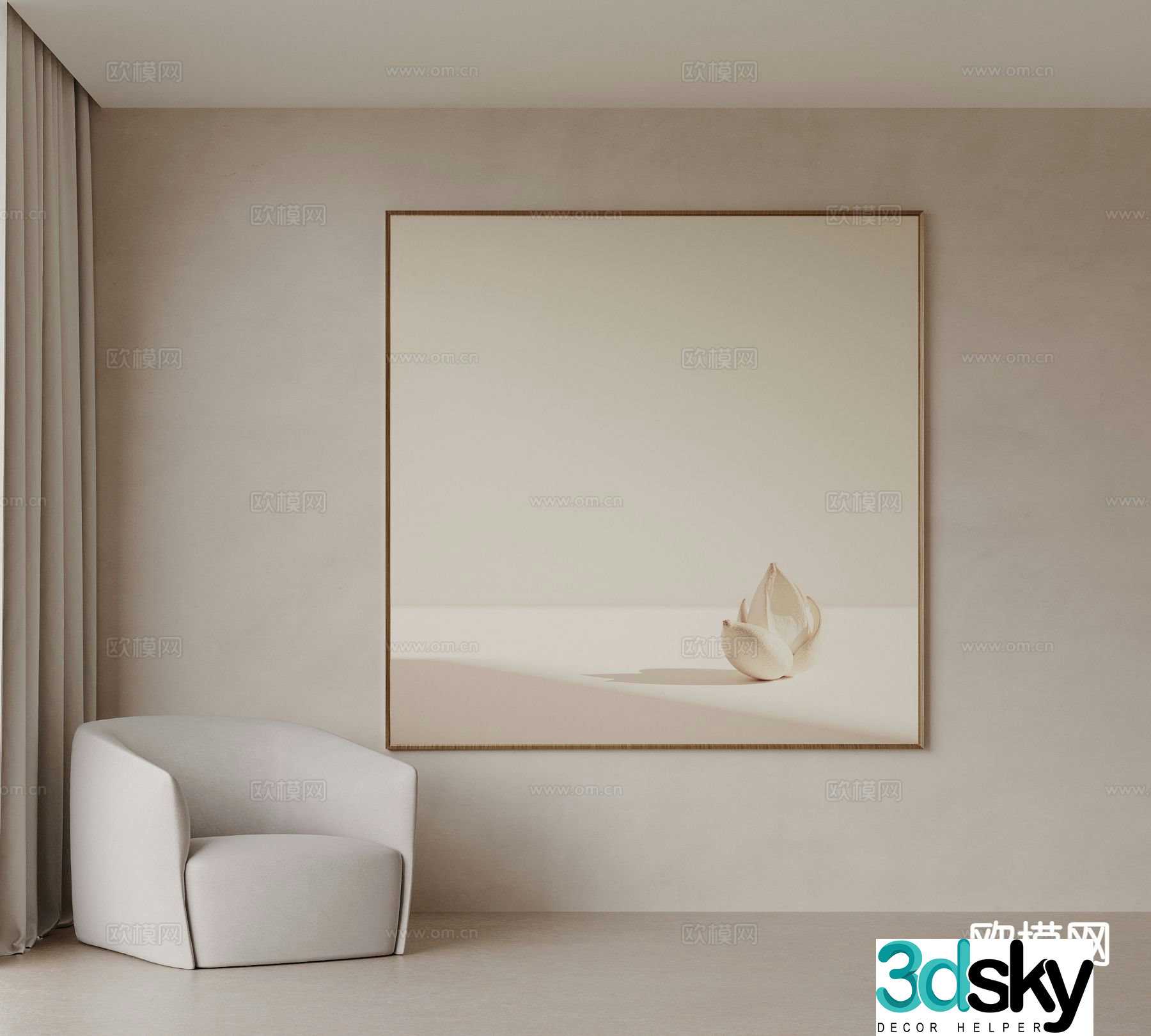 Cream style art painting texture painting decorative painting 3d model