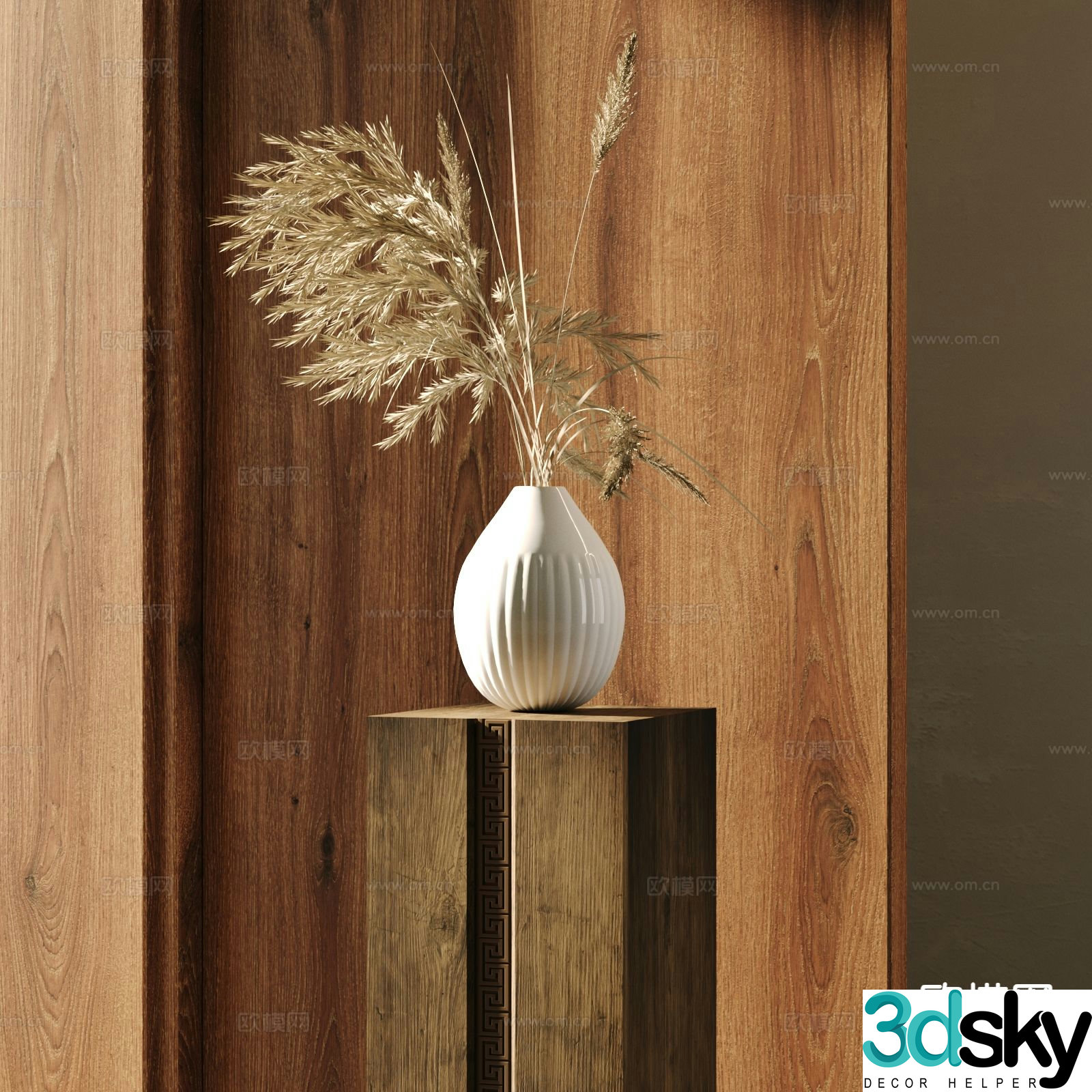 wabi-sabi vase floral arrangement flower arrangement dried flower 3d model