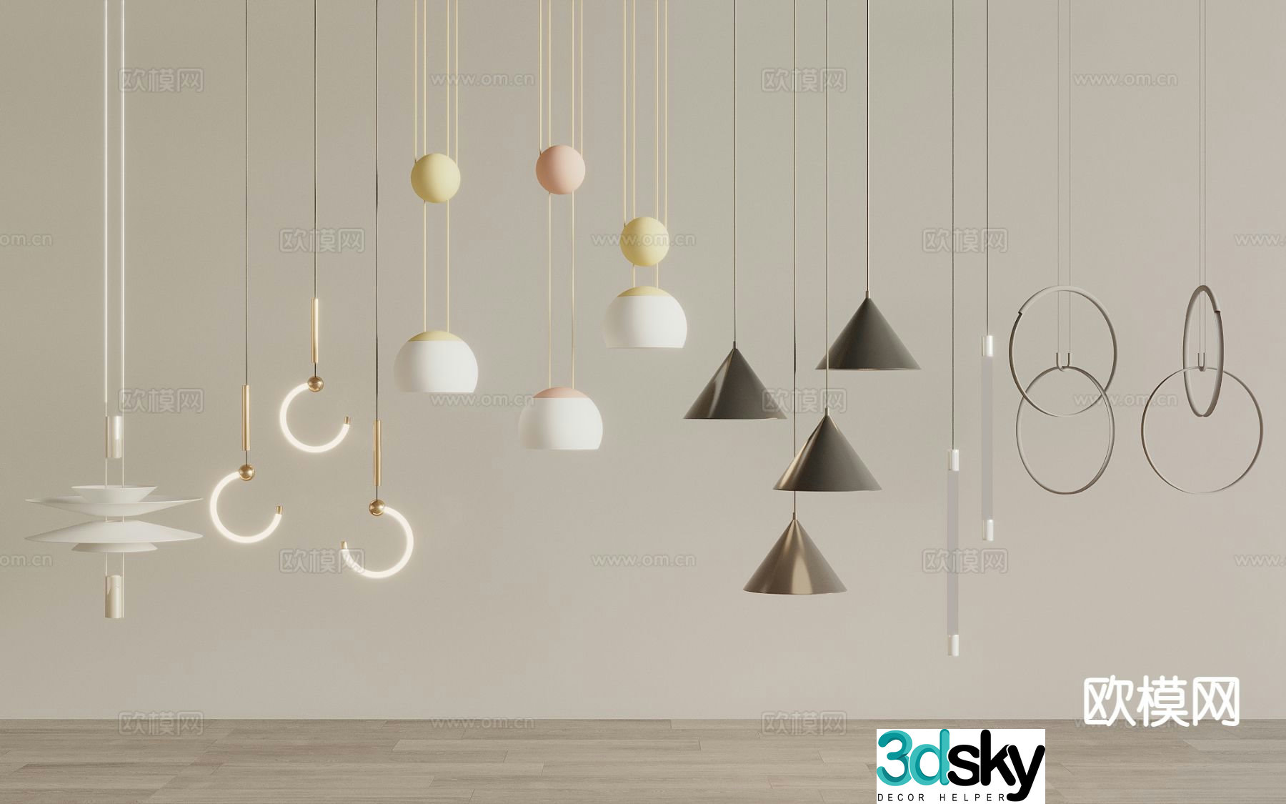 Cream style small chandelier 3d model
