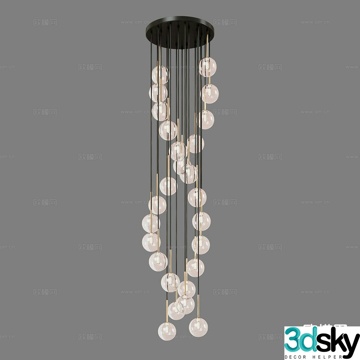 Ball suction cup chandelier 3d model