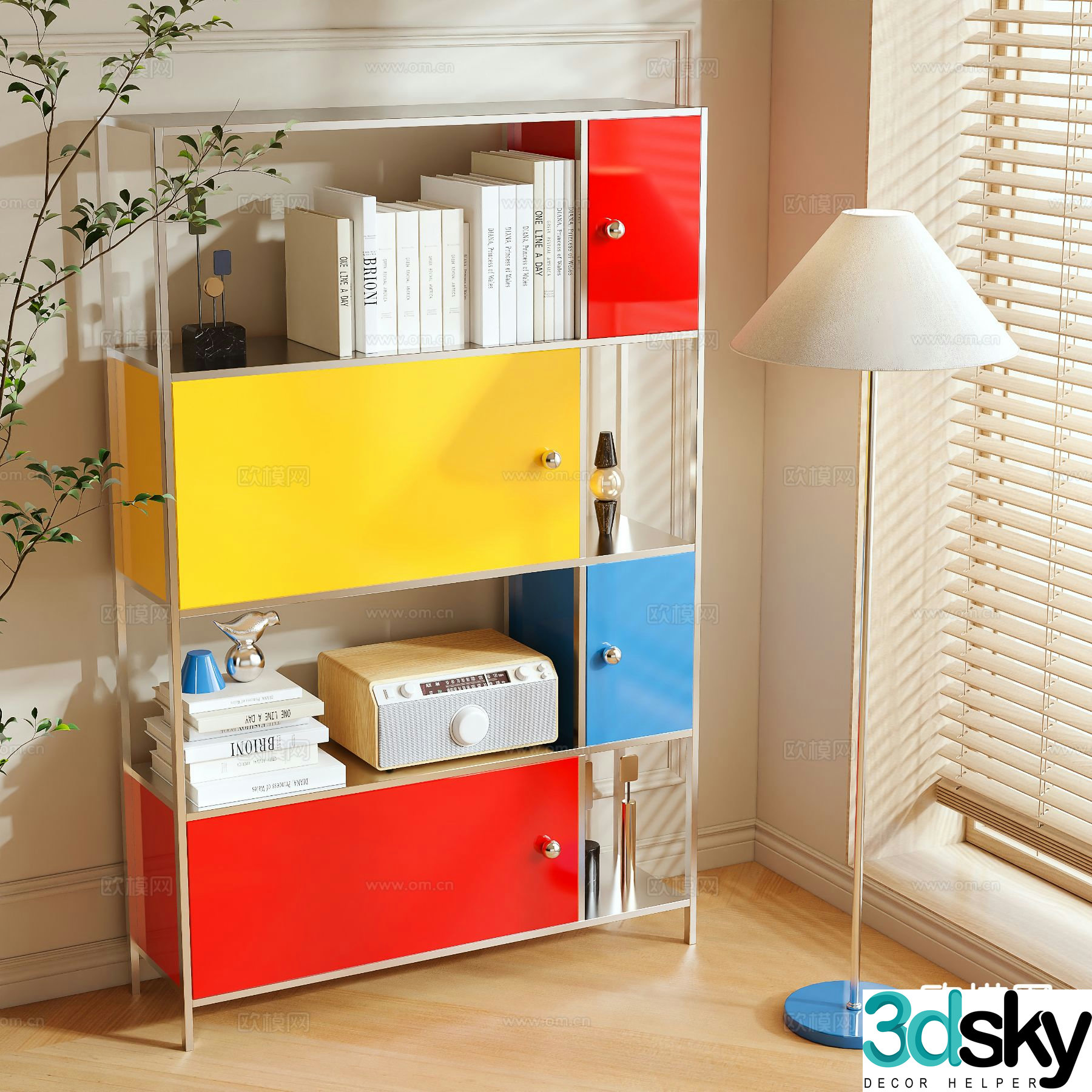 Memphis bookshelf storage rack 3d model