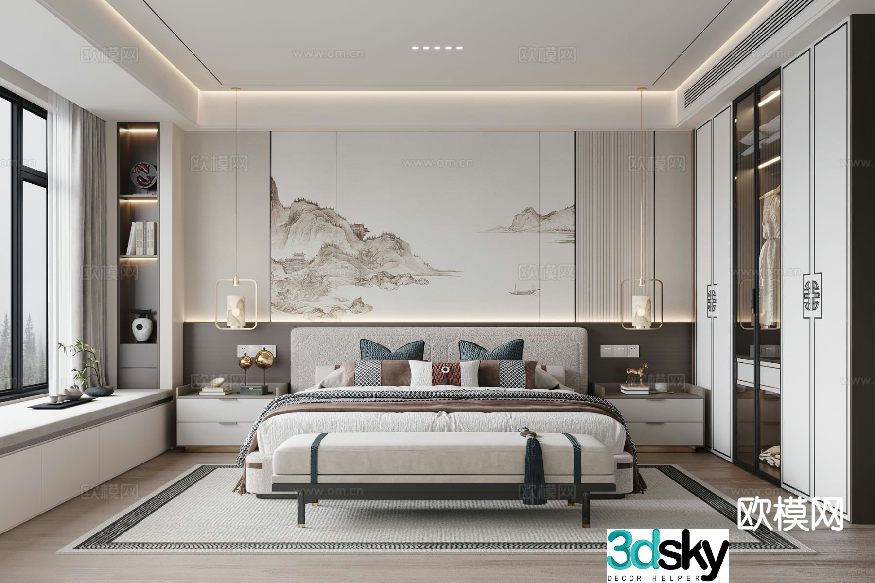 New Chinese style bedroom master bedroom 3d model
