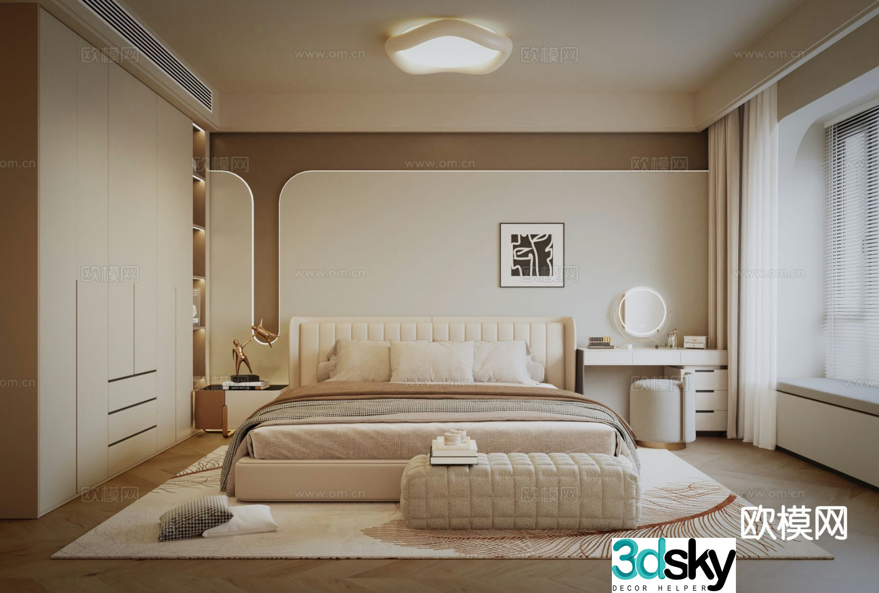 Cream style bedroom master bedroom 3d model