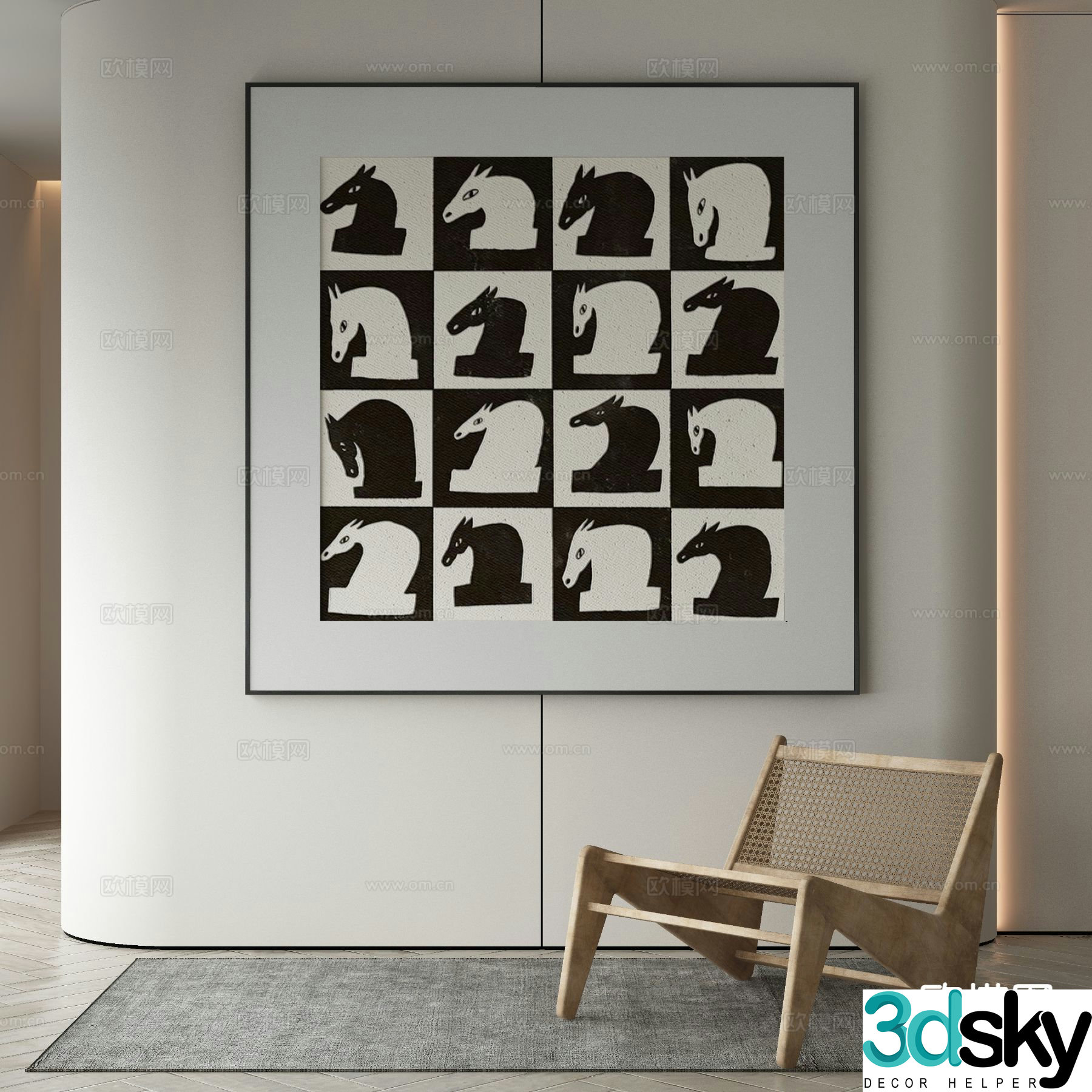 Wabi-sabi art painting abstract painting decorative painting 3d model