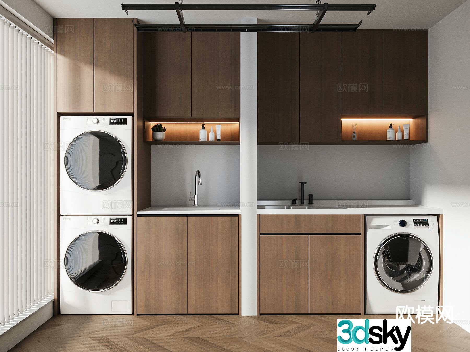 Modern balcony cabinet washing machine cabinet 3d model