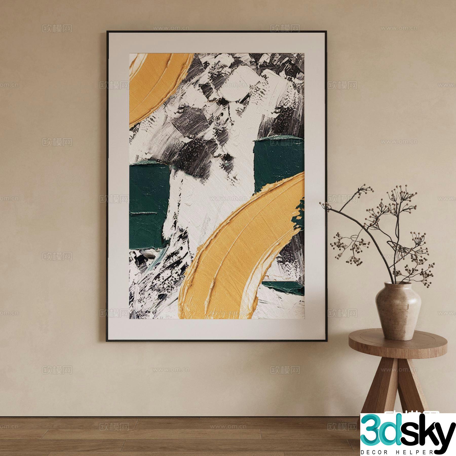 Wabi-sabi art painting texture painting decorative painting 3d model