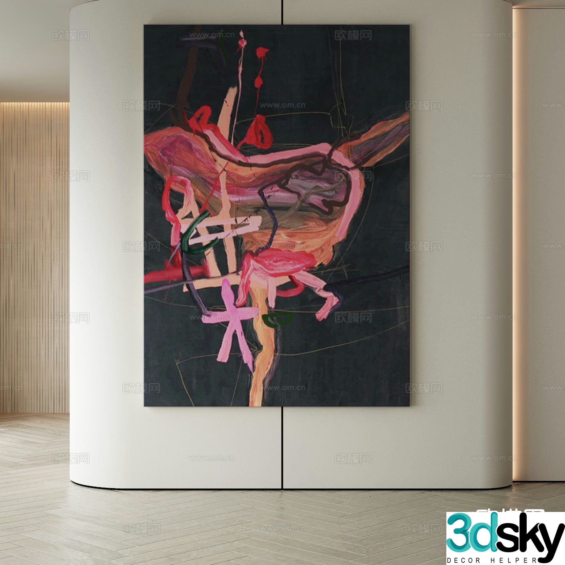 Modern decorative painting oil painting 3d model