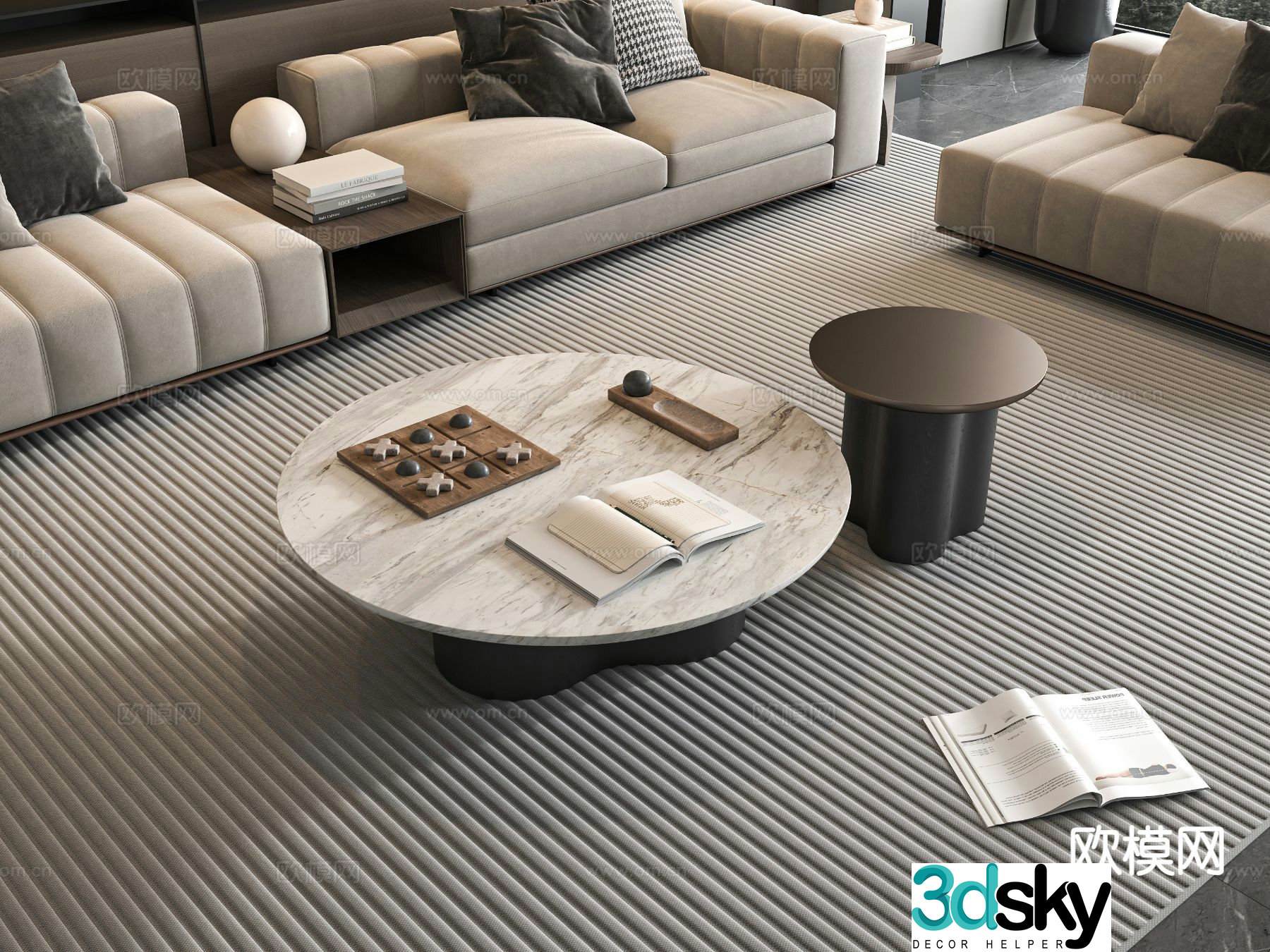 Modern double coffee table 3d model