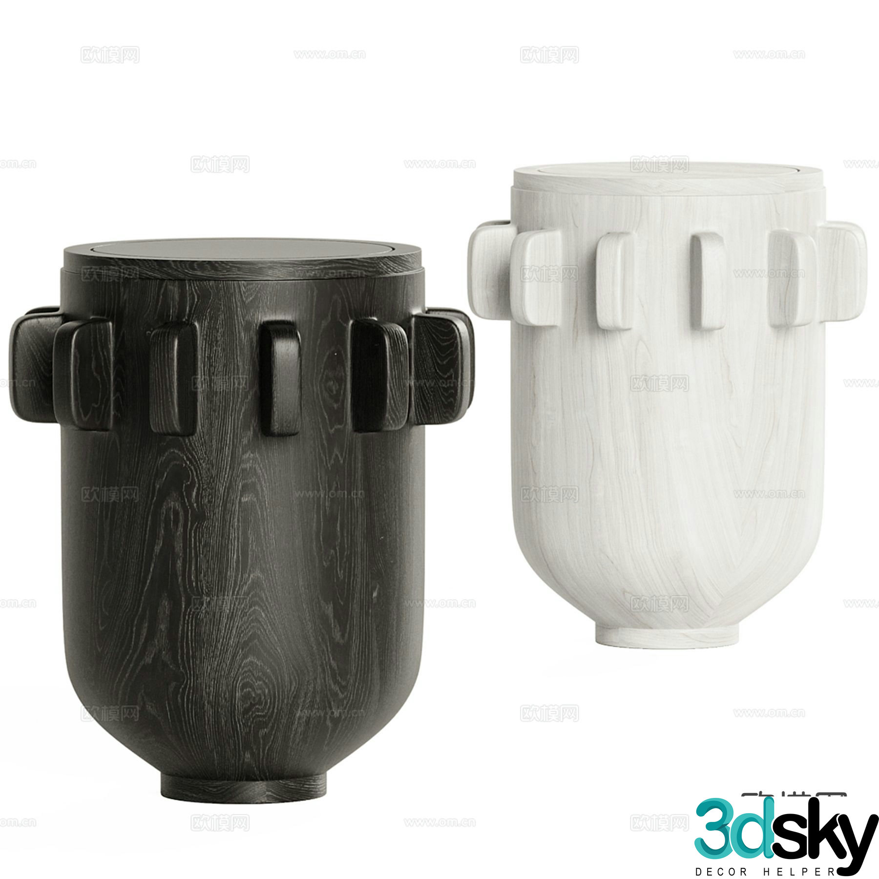 Medieval style round stool low stool 3d model