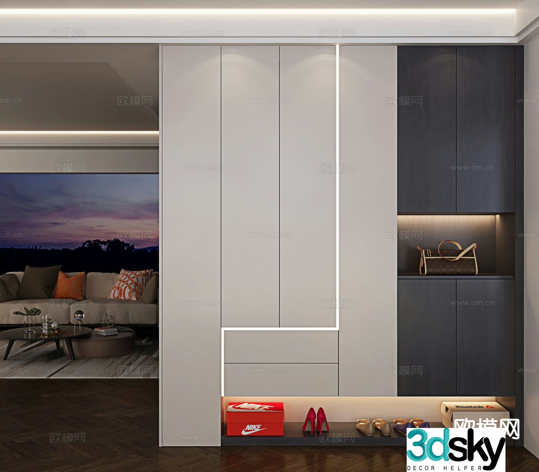 Modern entrance shoe cabinet 3d model