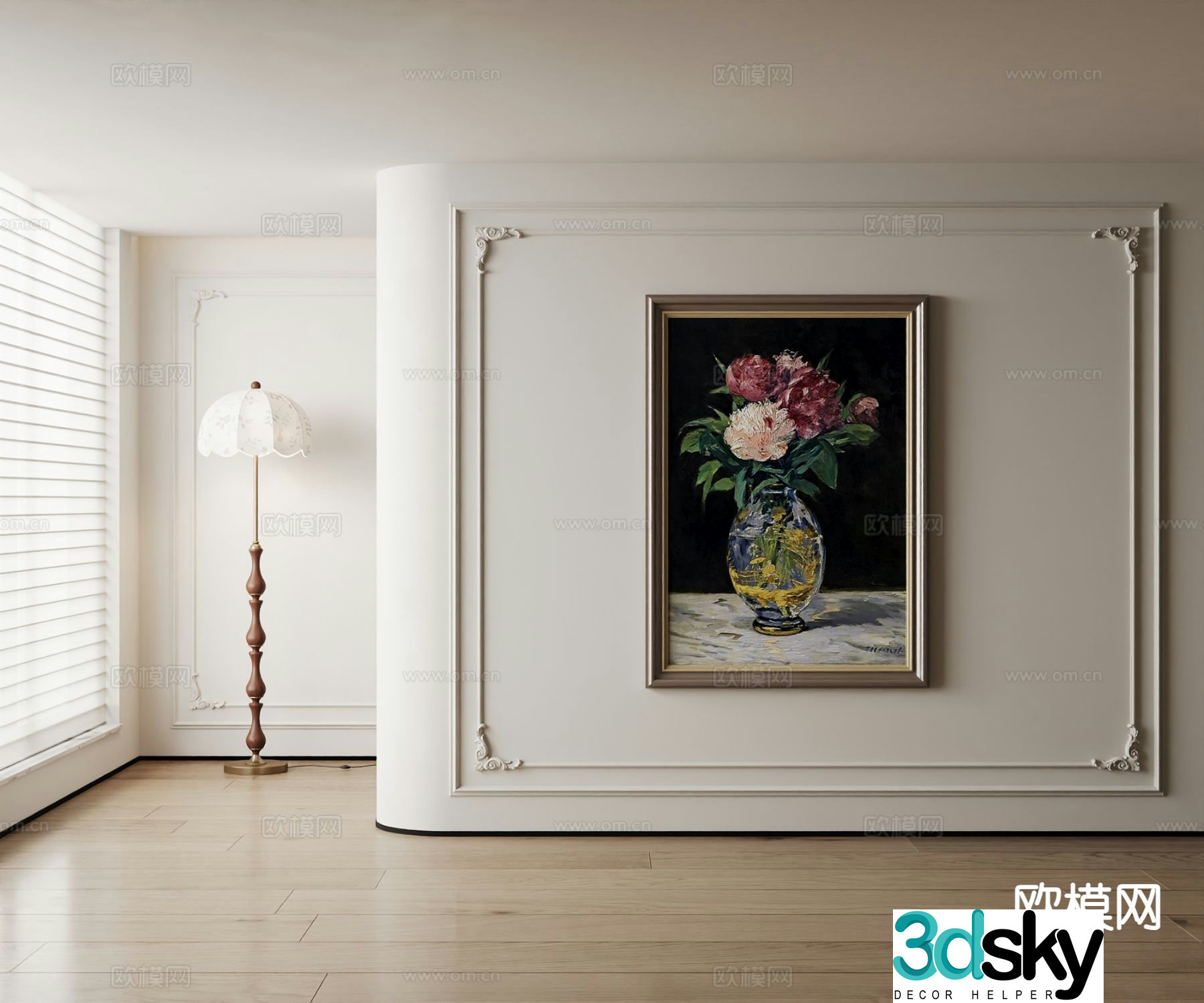 American decorative painting vase oil painting 3d model
