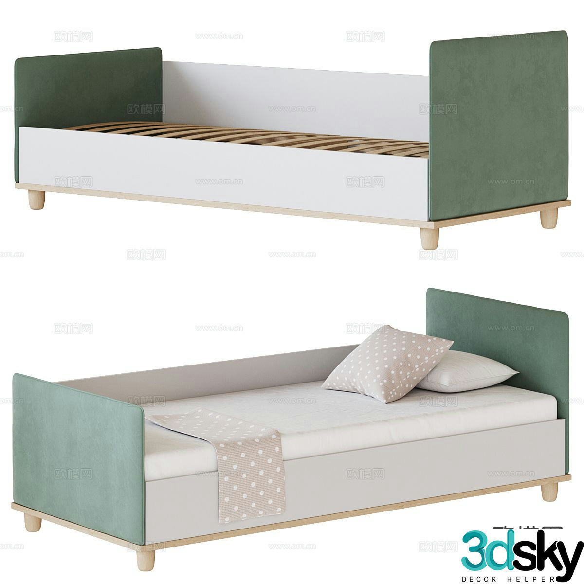 Modern single bed 3d model