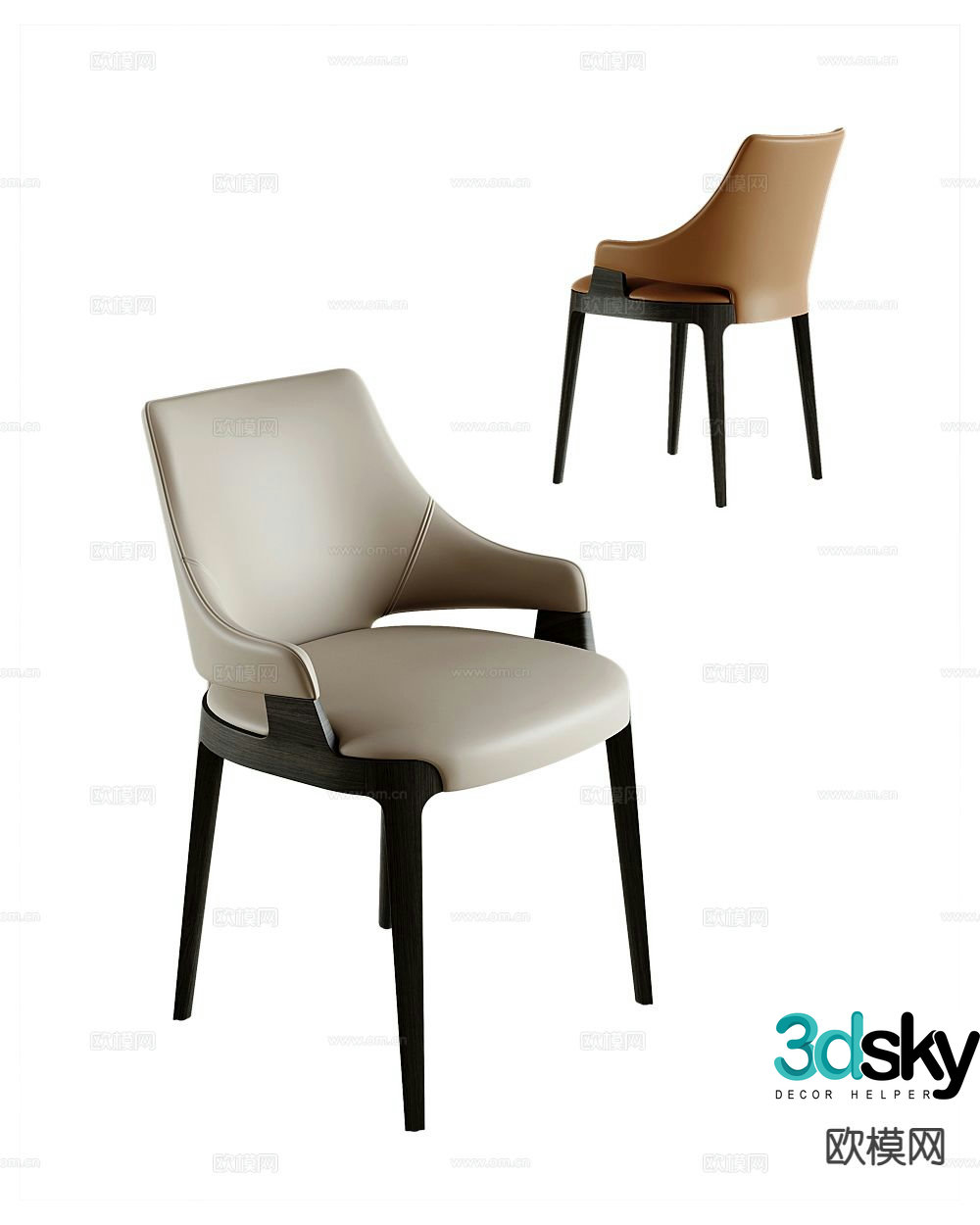 Modern single chair chair dining chair 3d model