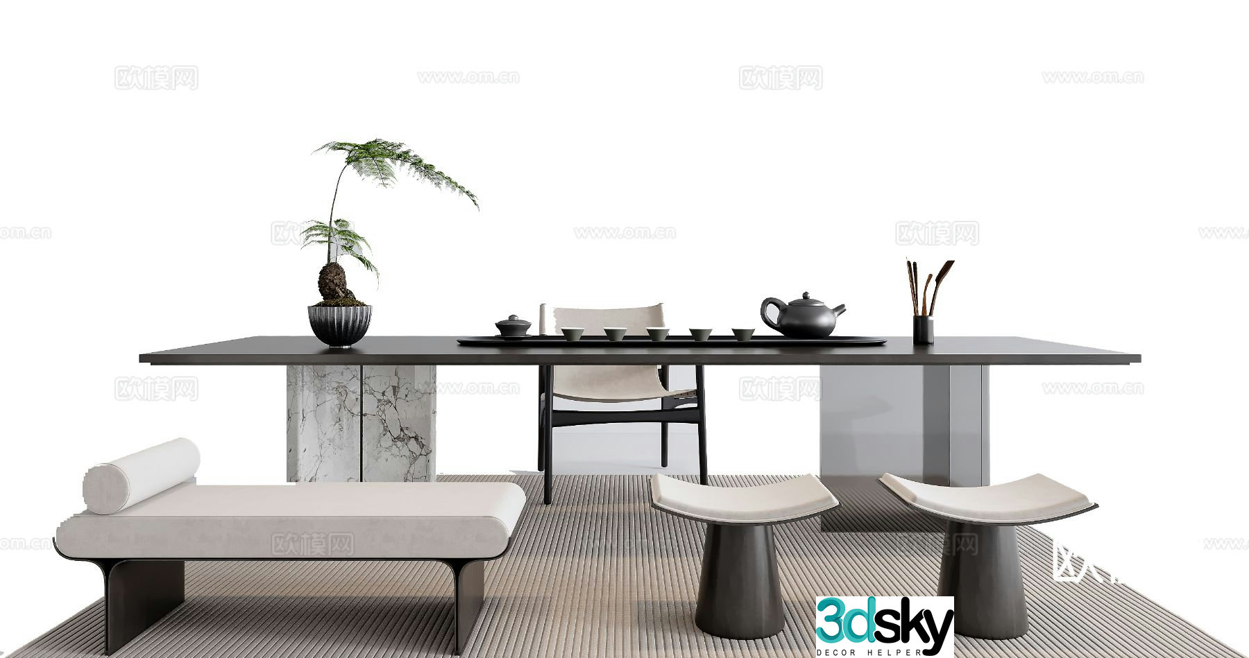 New Chinese style tea table tea table 3d model