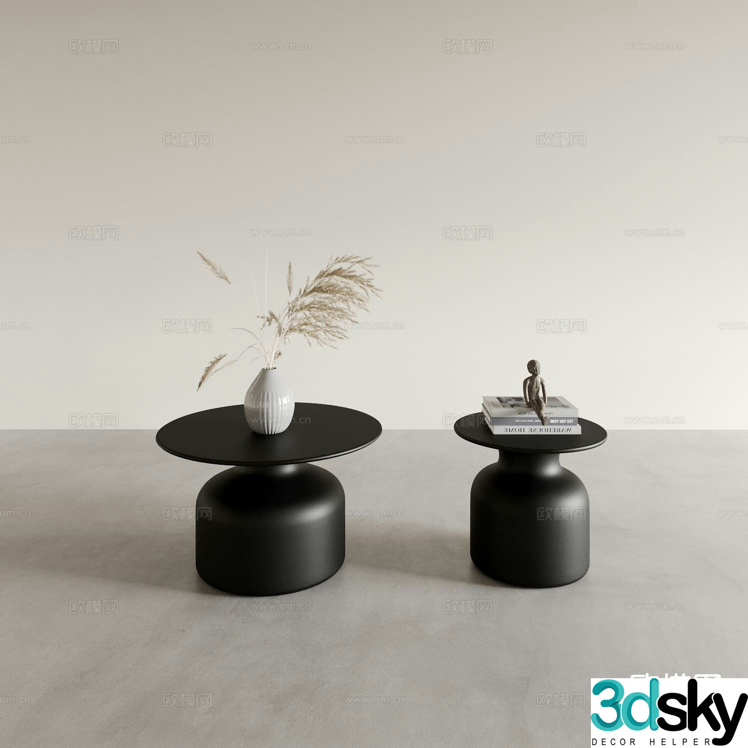 Modern round table angular table and square table 3D model