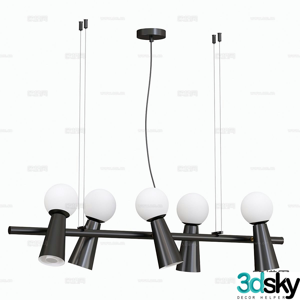 Modern multi-head chandelier 3d model
