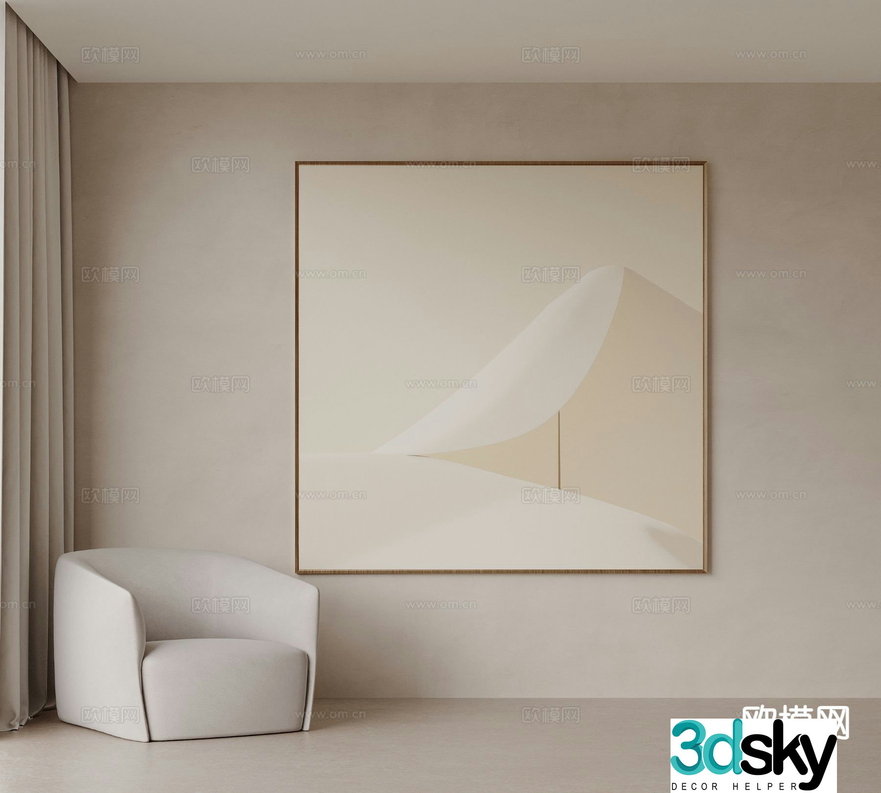Cream style art painting texture painting decorative painting 3d model