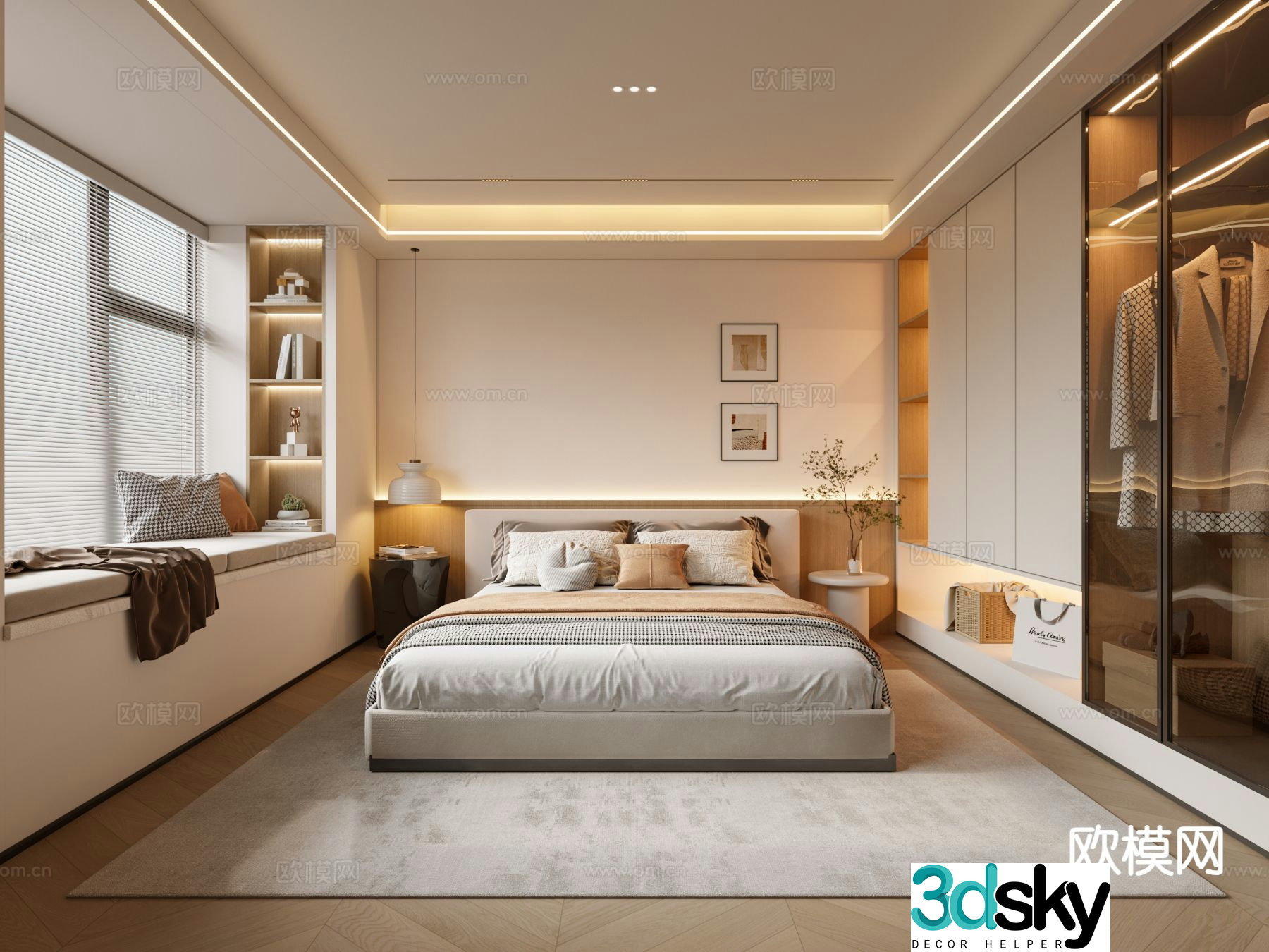 Cream style bedroom master bedroom 3d model