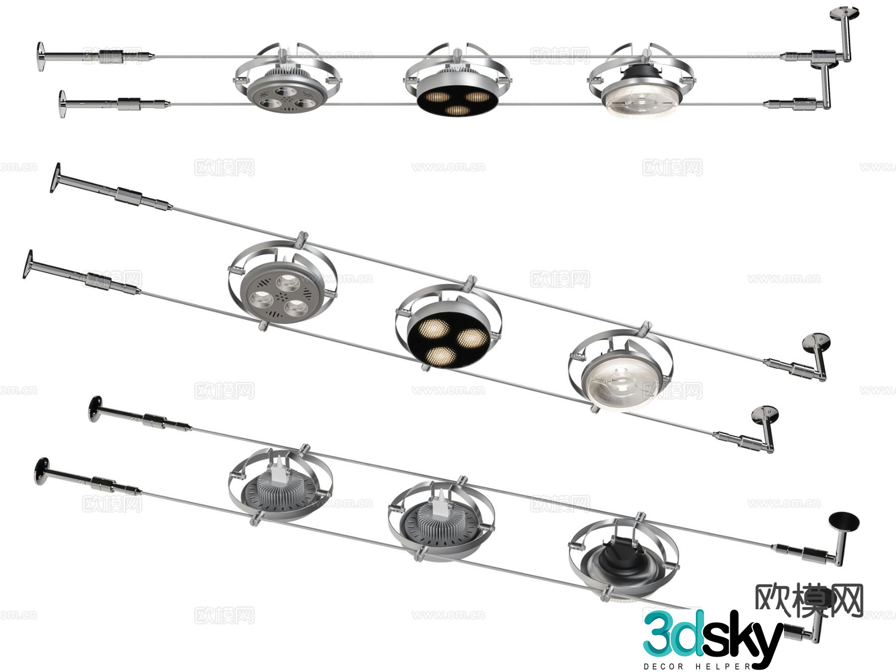 Industrial downlight spotlight wire lamp track light 3d model