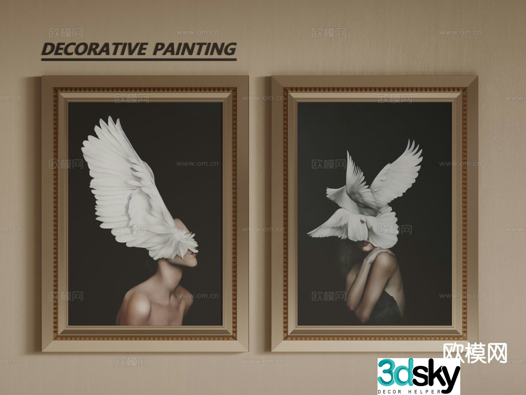 European decorative painting frame painting entrance hanging painting 3D model