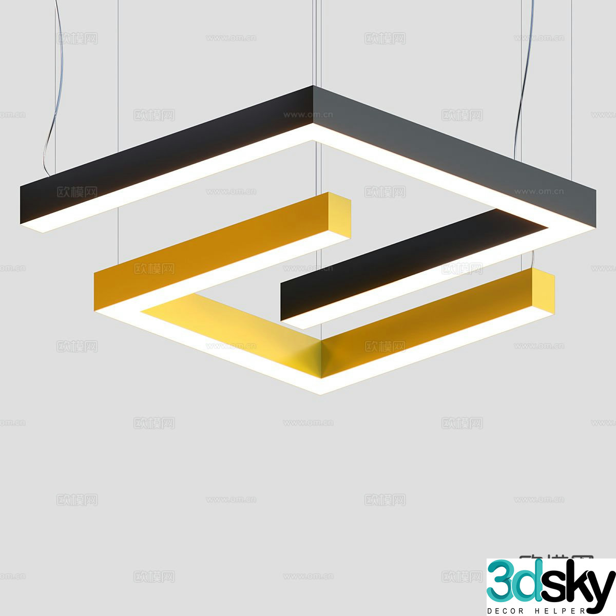 Geometric minimalist chandelier 3d model