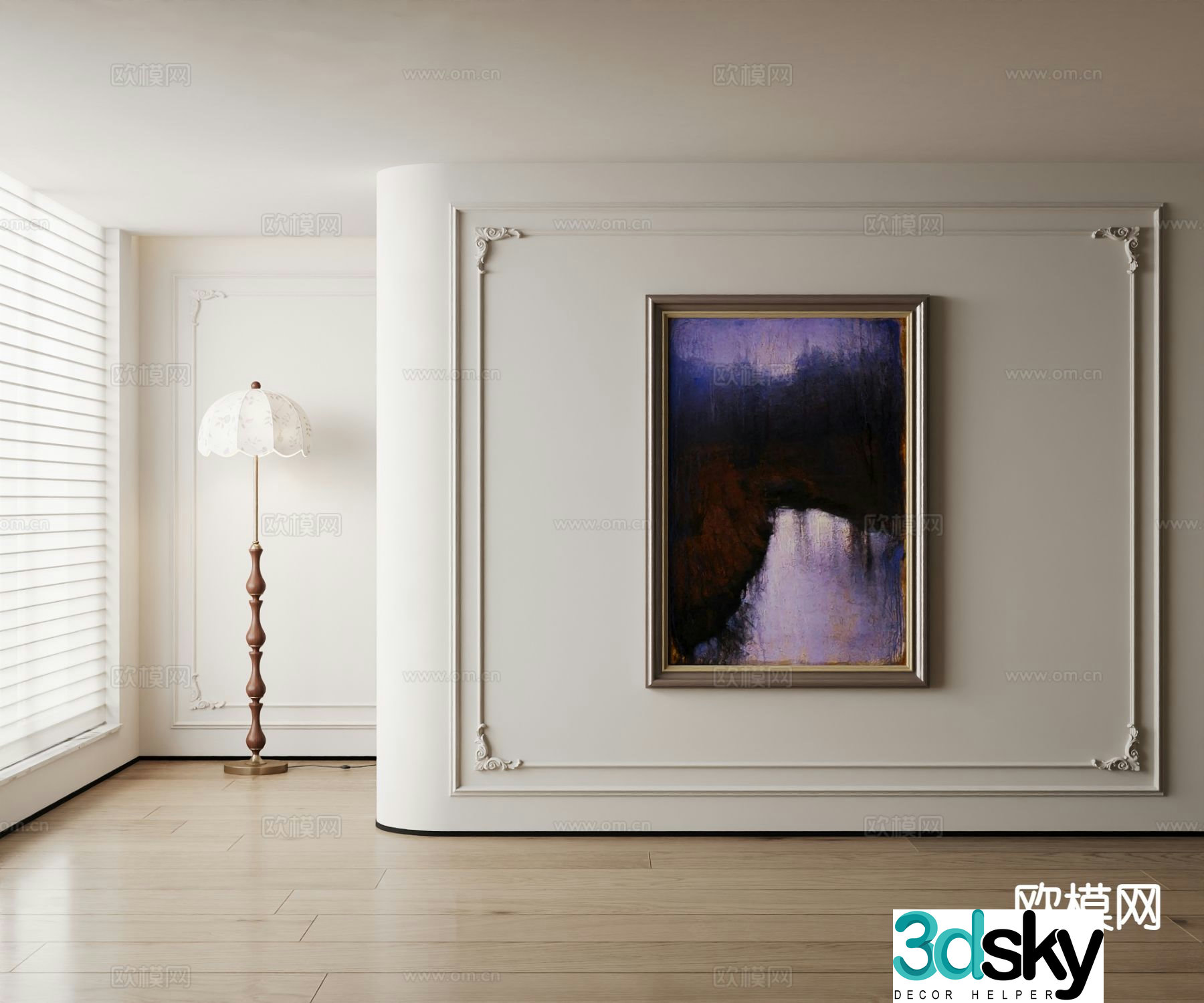 American decorative painting dark oil painting 3D model