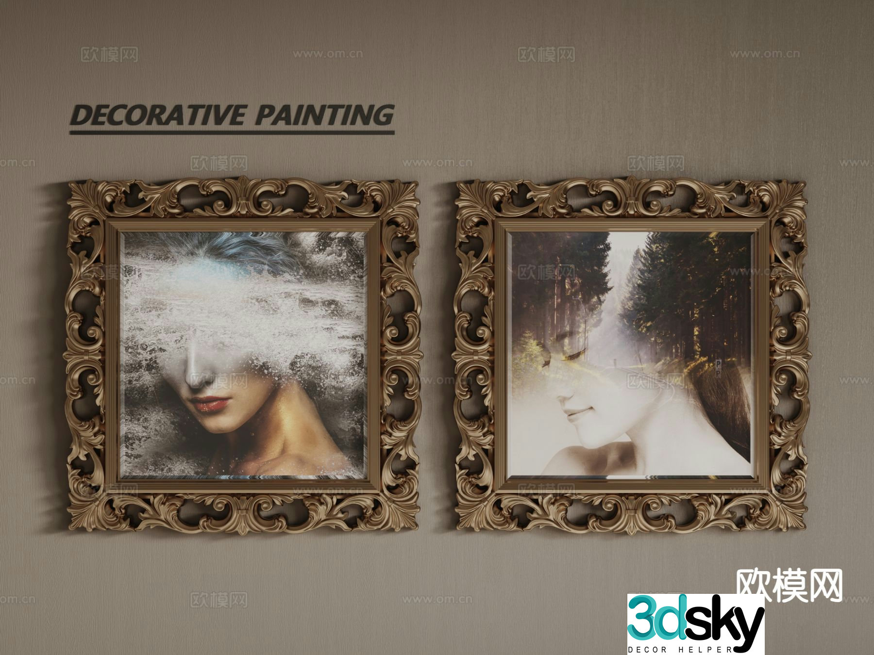 European decorative painting frame painting figure painting 3d model