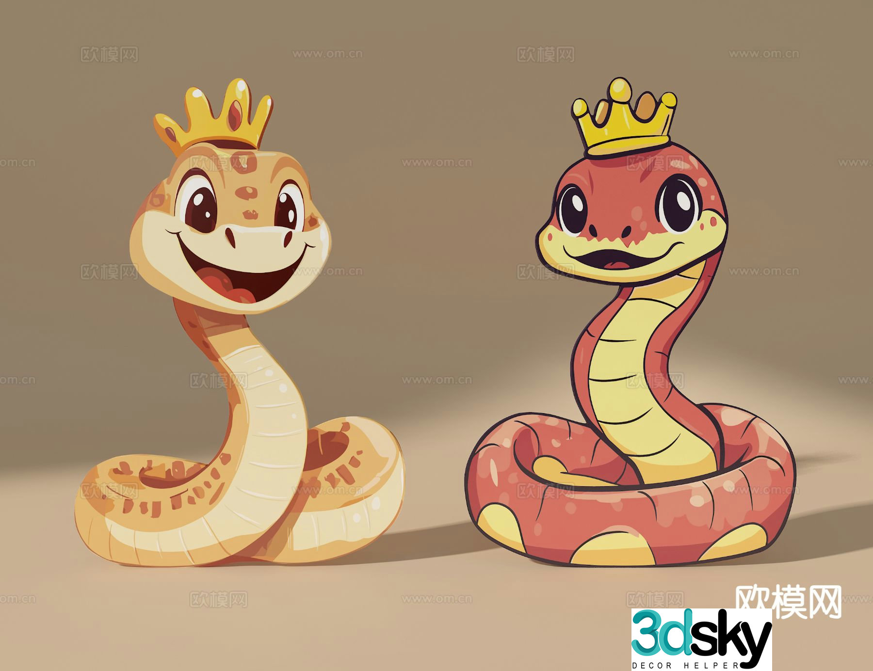 Cartoon snake wall decoration 3d model